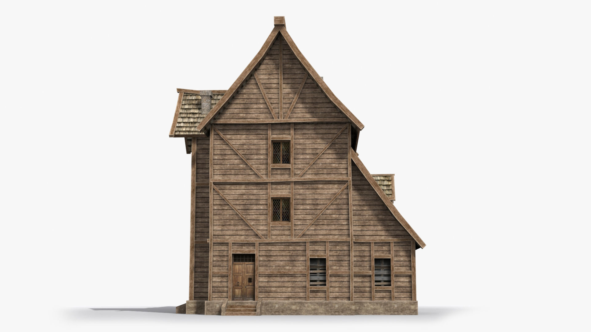 Medieval house x30 Low-poly 3D model_1
