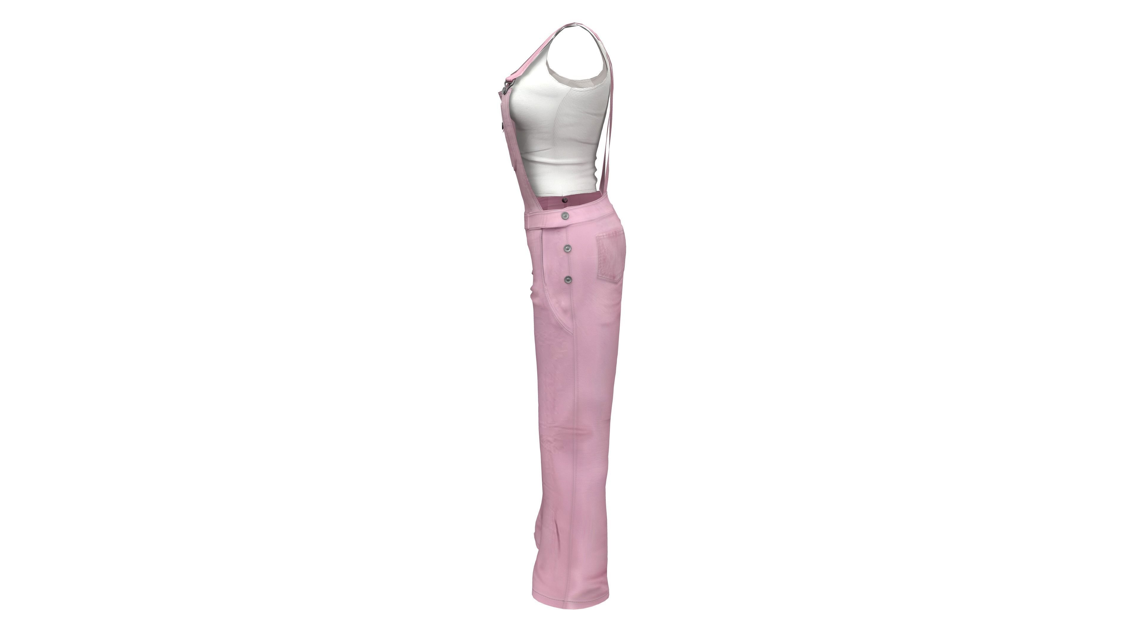 Womens Jumpsuit Low-poly 3D model_4