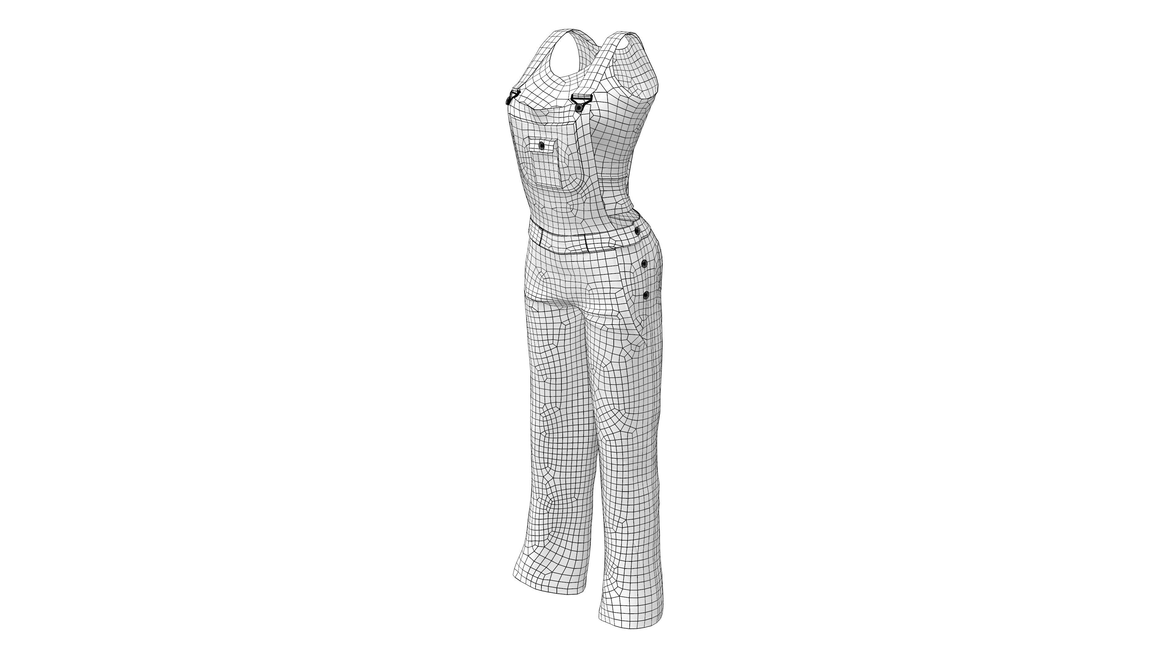 Womens Jumpsuit Low-poly 3D model_8