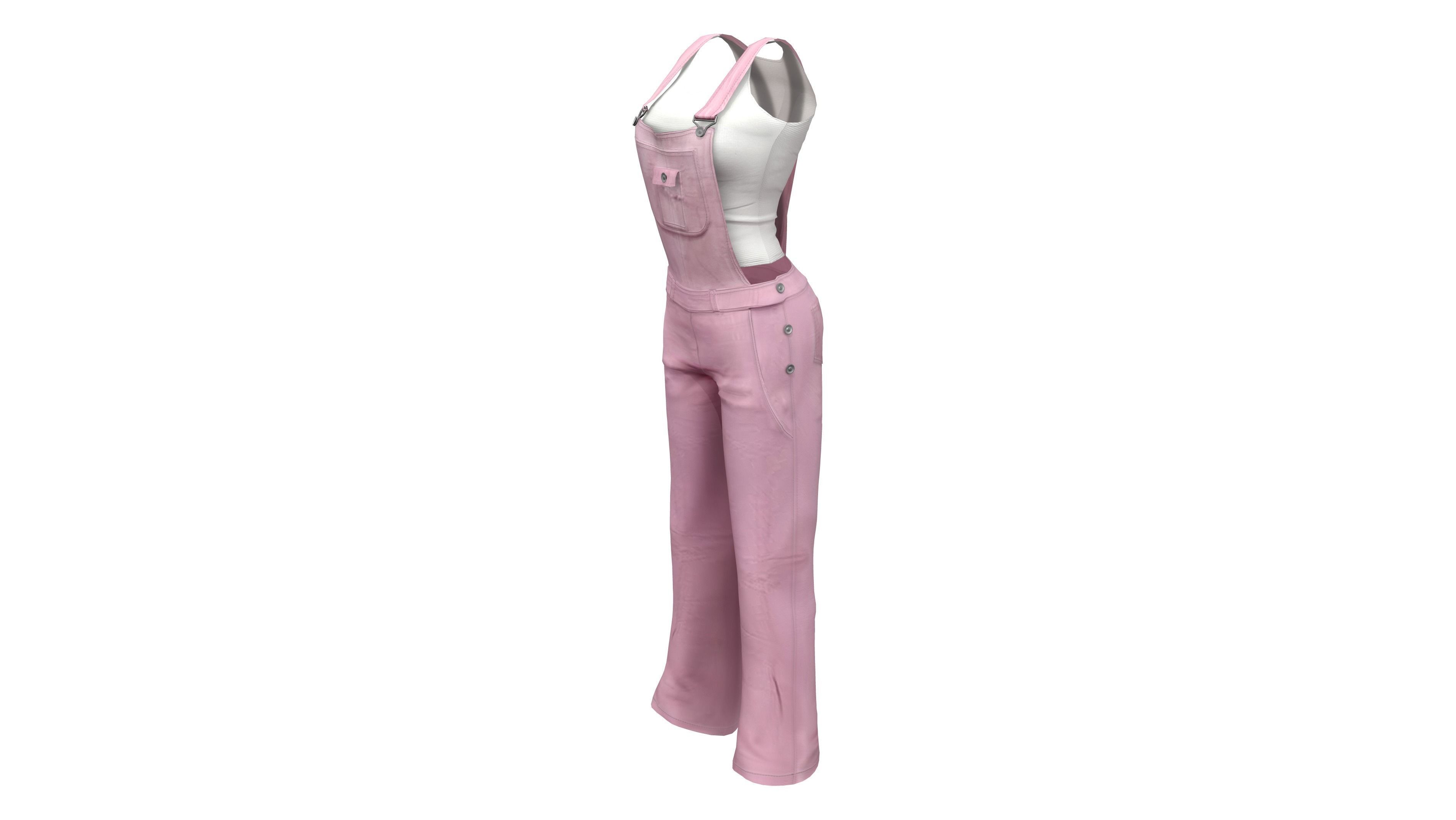 Womens Jumpsuit Low-poly 3D model_3