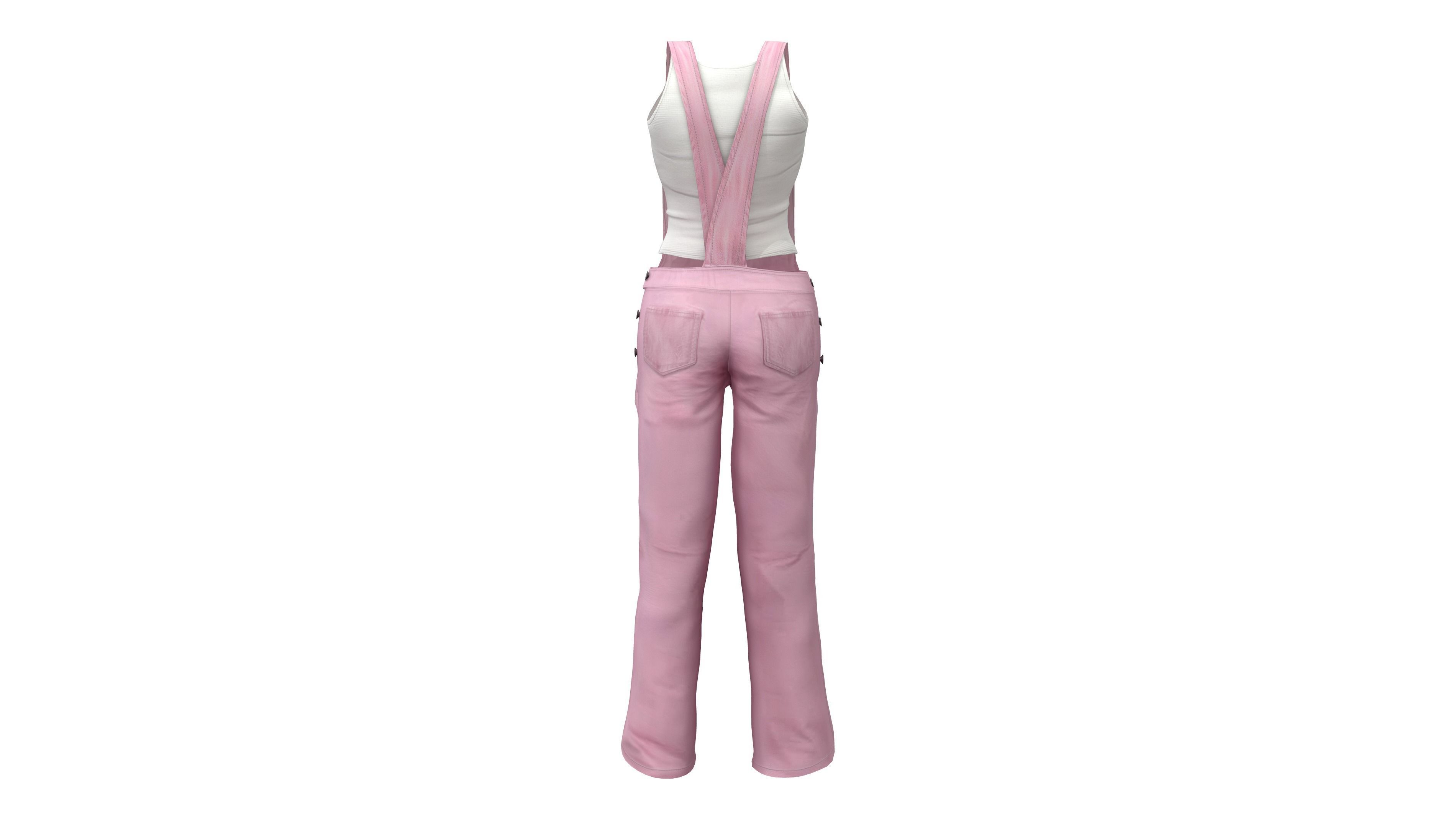 Womens Jumpsuit Low-poly 3D model_6
