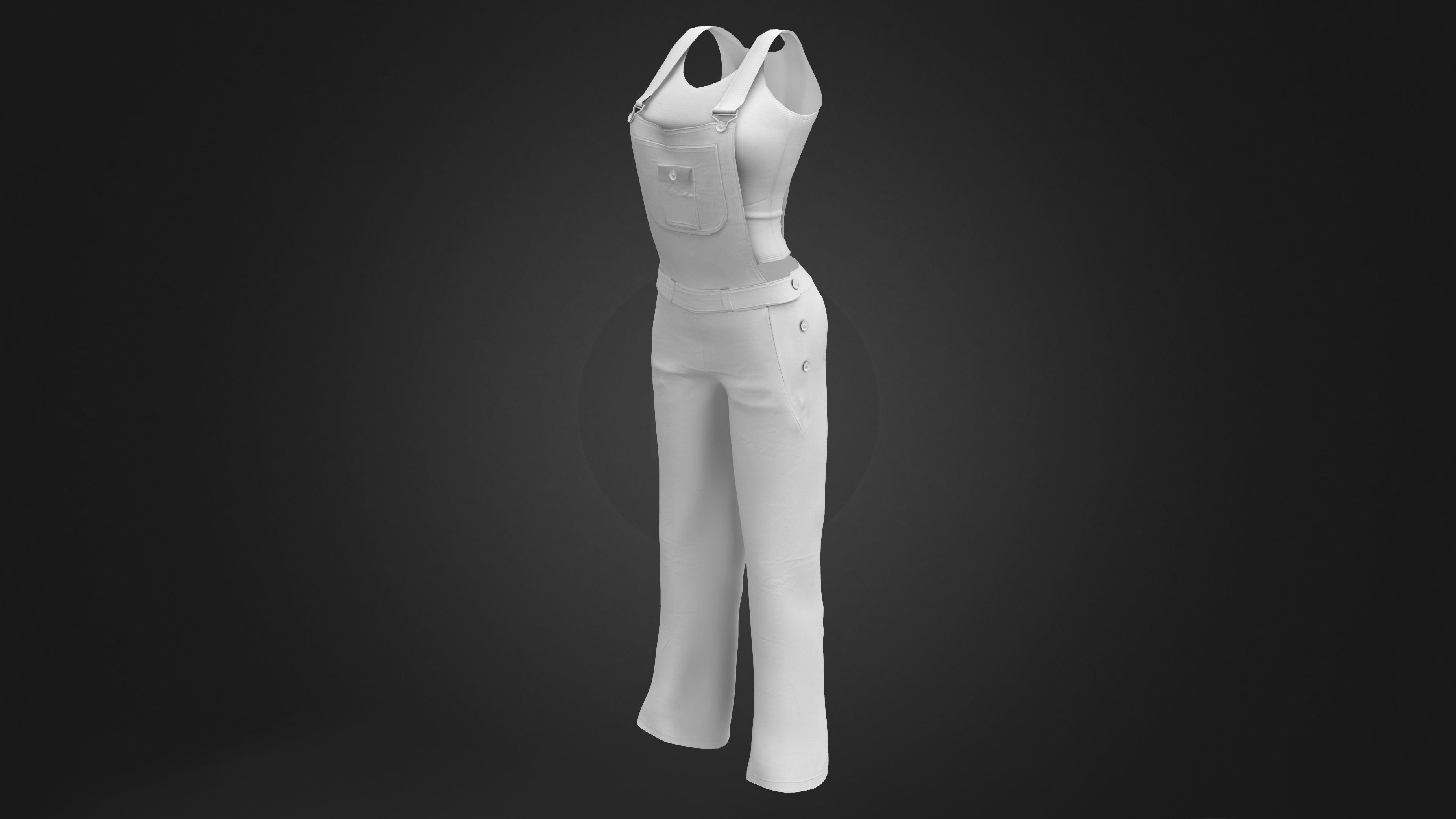 Womens Jumpsuit Low-poly 3D model_9