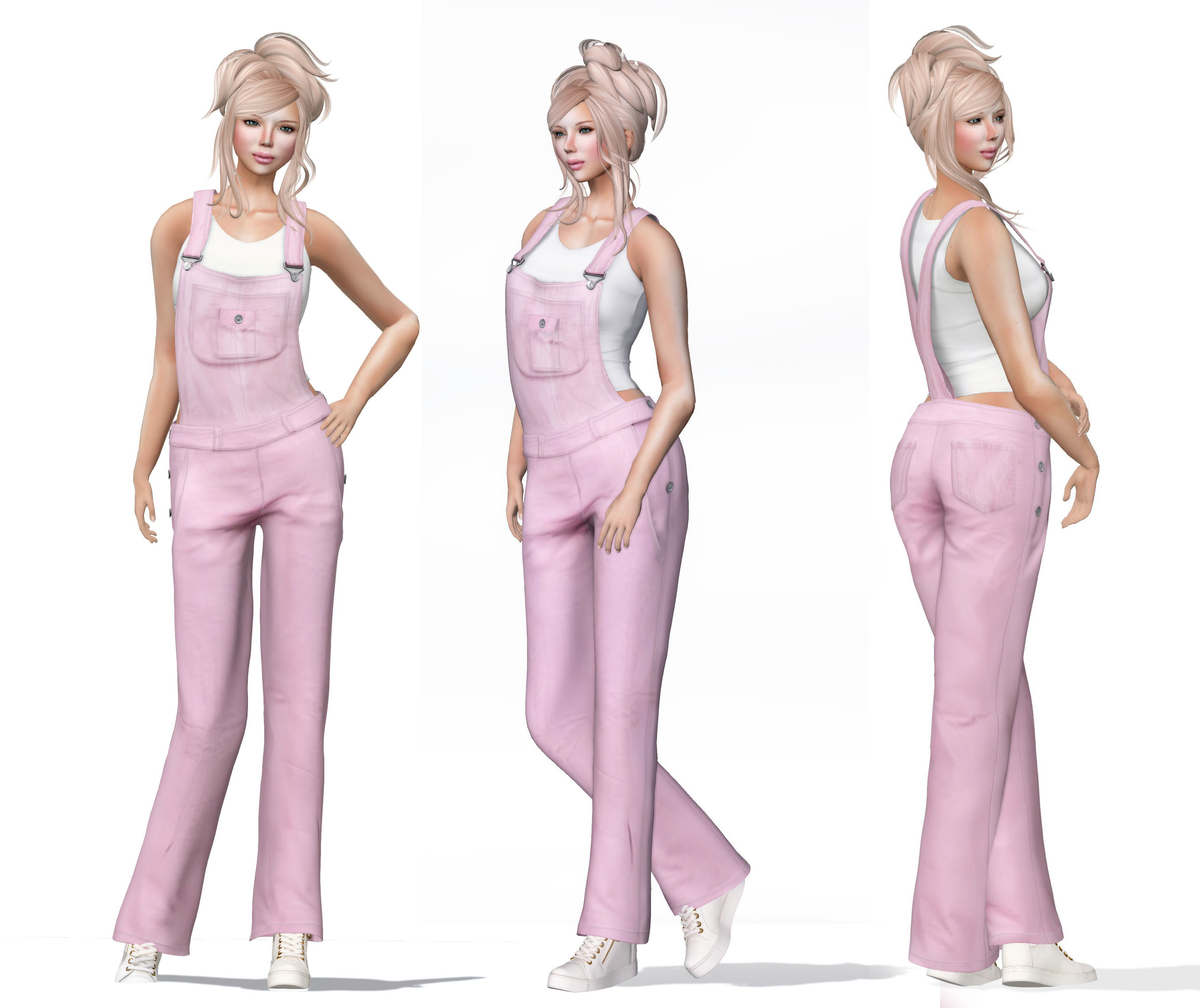 Womens Jumpsuit Low-poly 3D model_2