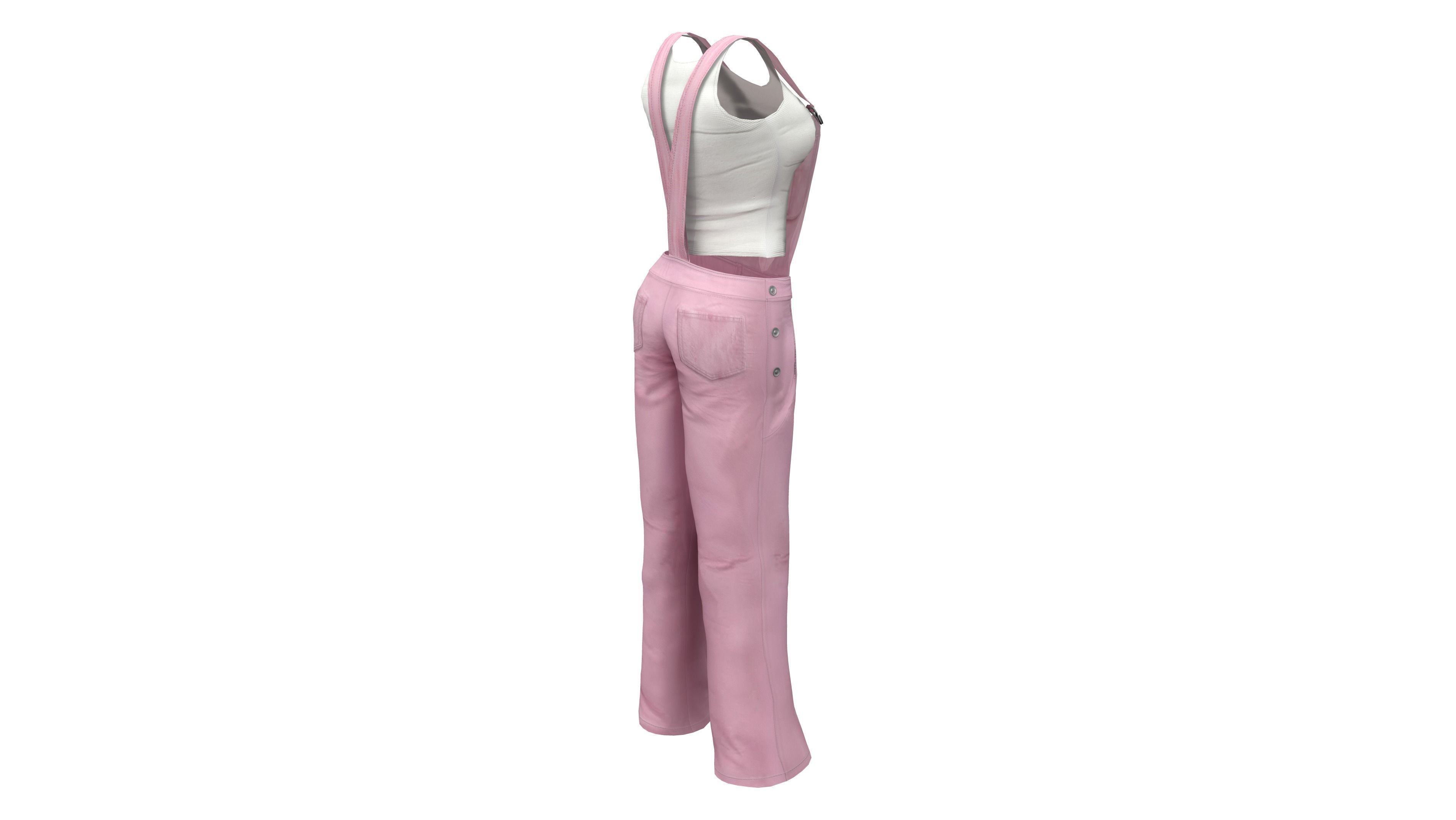 Womens Jumpsuit Low-poly 3D model_5