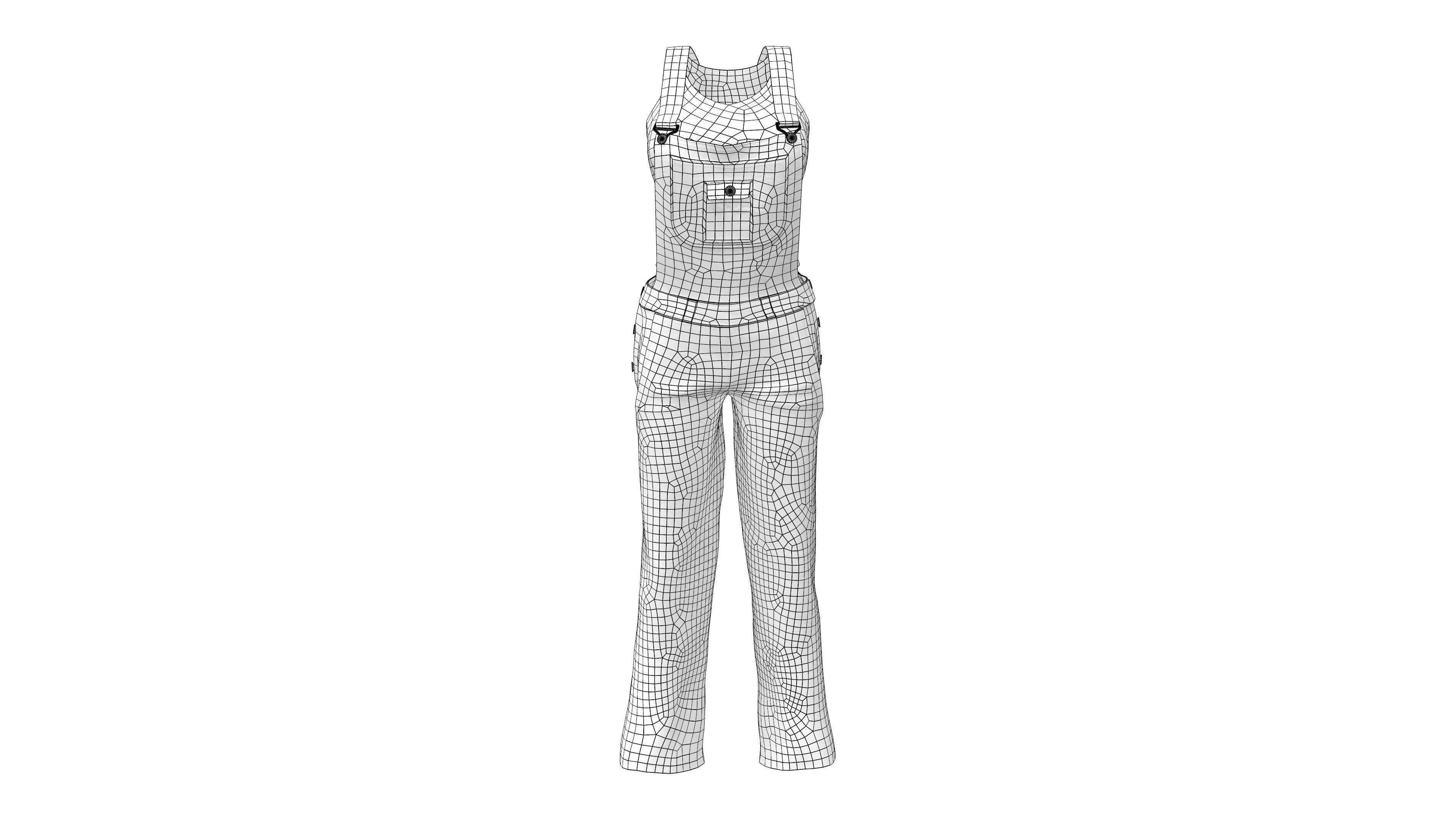 Womens Jumpsuit Low-poly 3D model_7