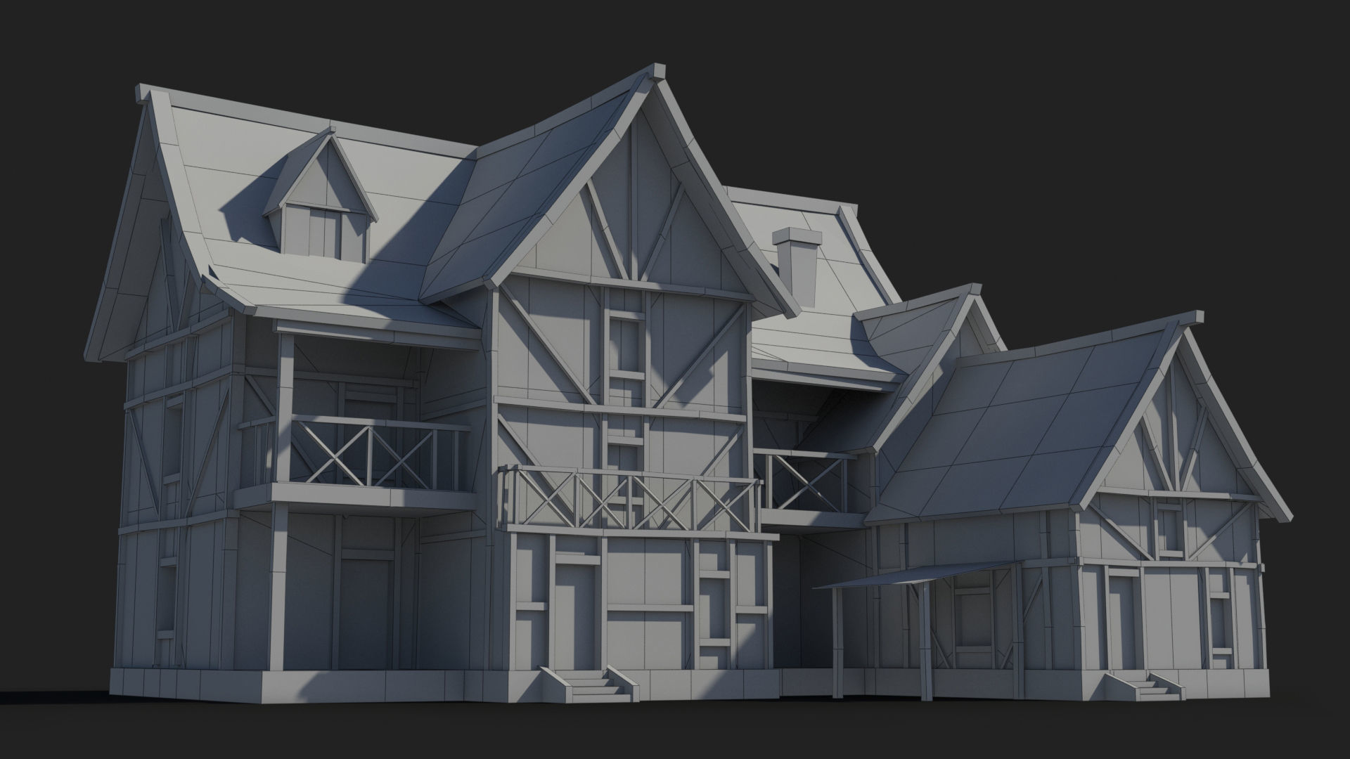 Medieval house x31 Low-poly 3D model_5