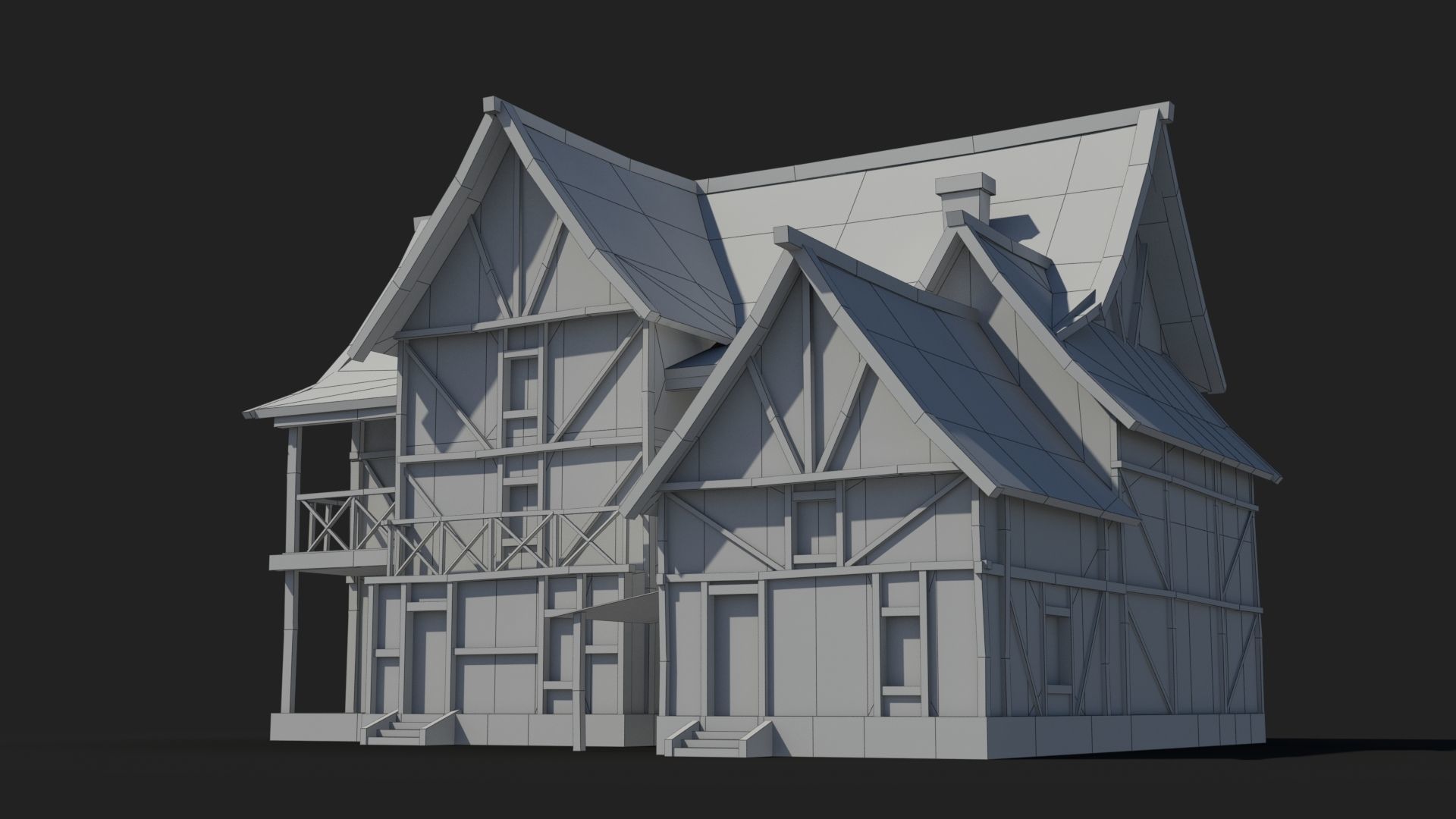 Medieval house x31 Low-poly 3D model_7