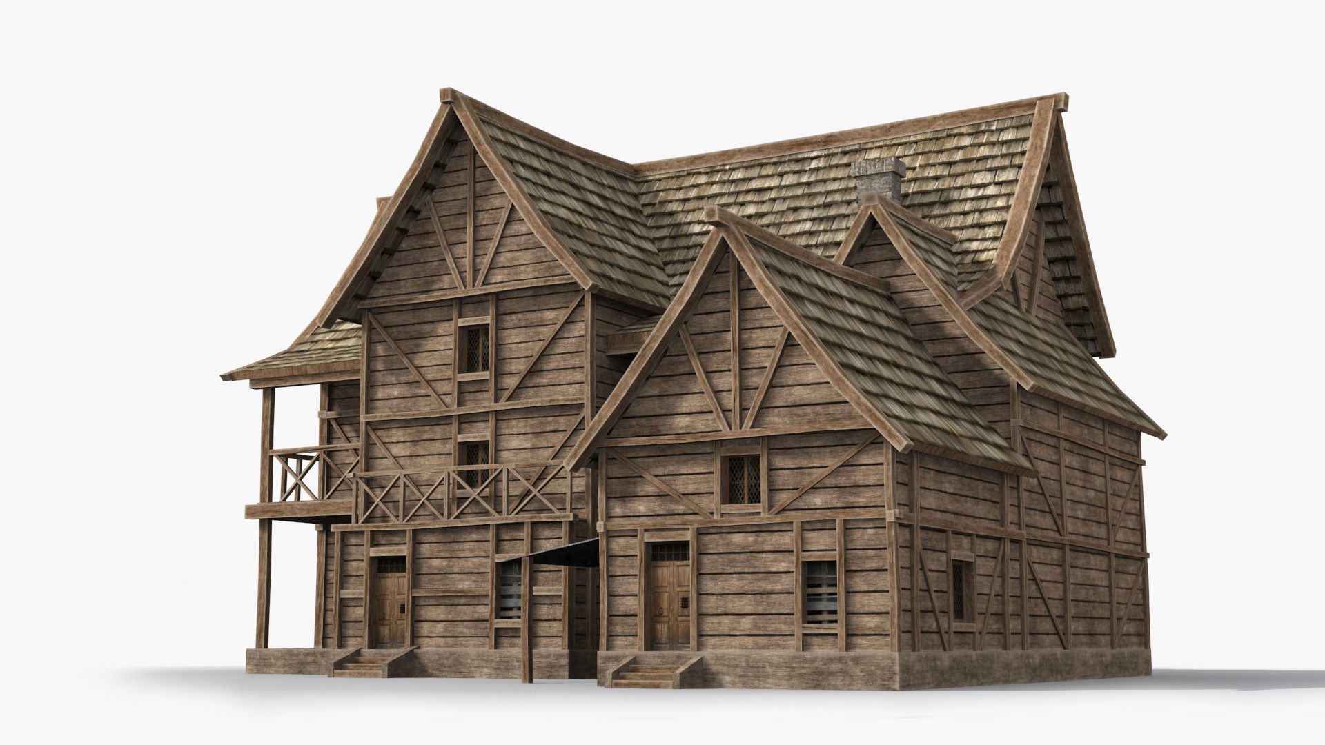 Medieval house x31 Low-poly 3D model_2