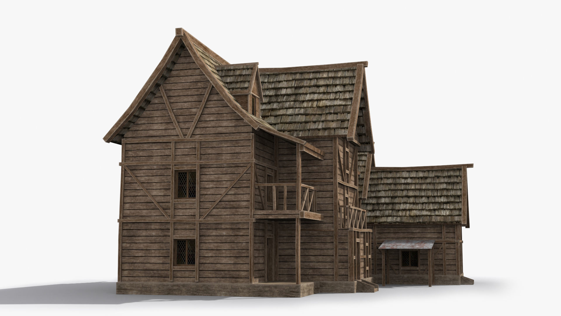 Medieval house x31 Low-poly 3D model_3