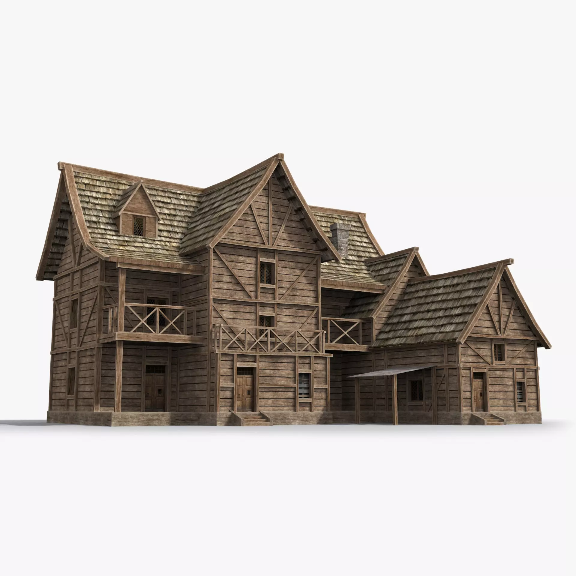 Medieval house x31 Low-poly 3D model_0