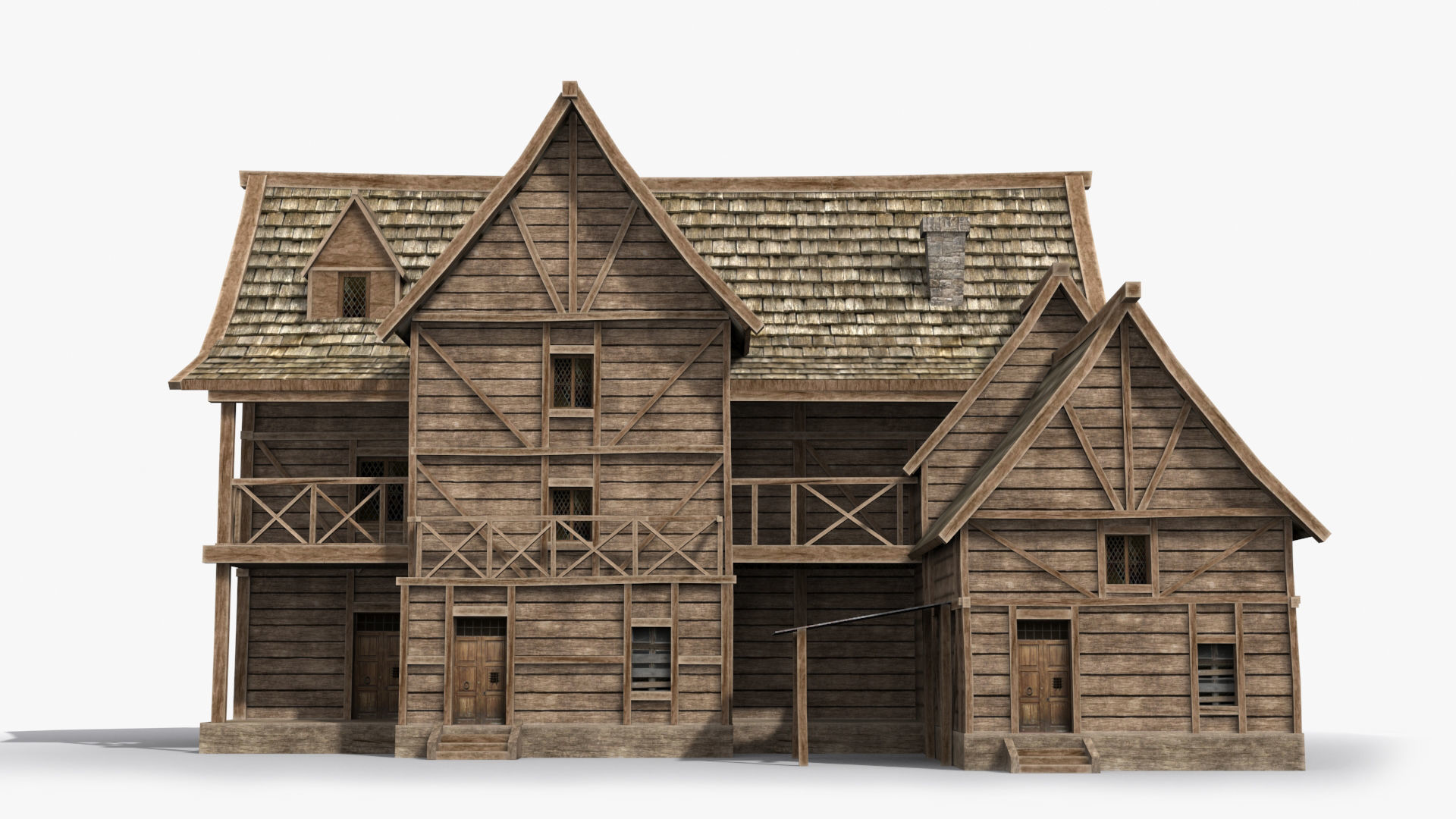 Medieval house x31 Low-poly 3D model_1