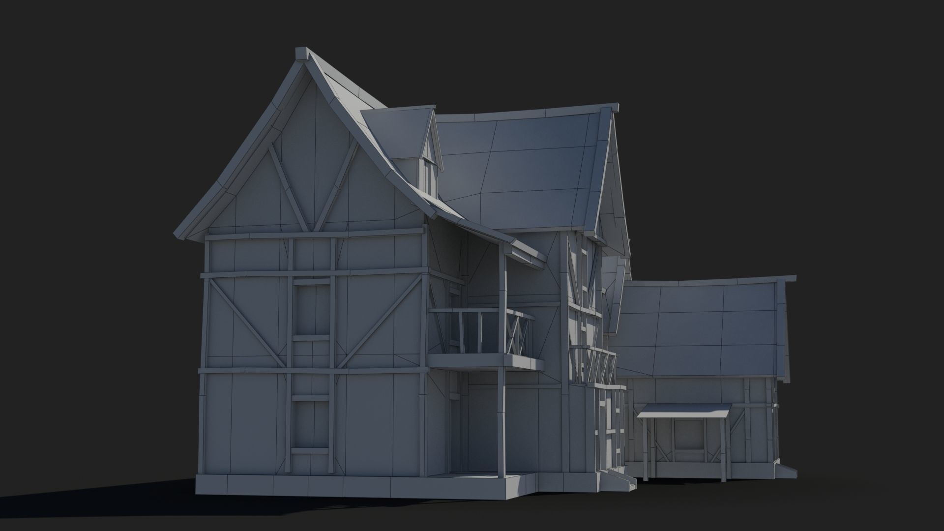Medieval house x31 Low-poly 3D model_8