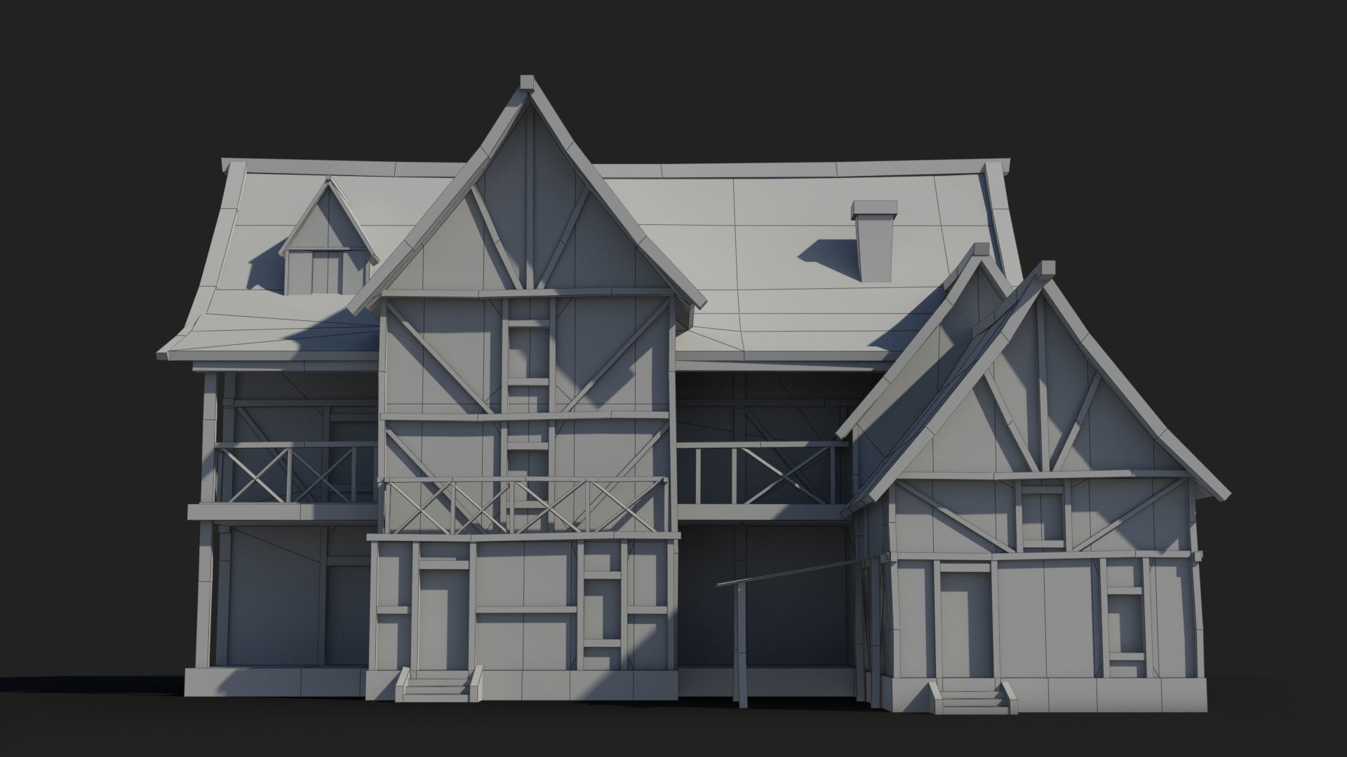Medieval house x31 Low-poly 3D model_6