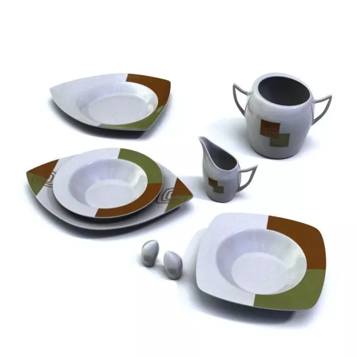 Modern Service Set Unique Geometric Design 3D model_0