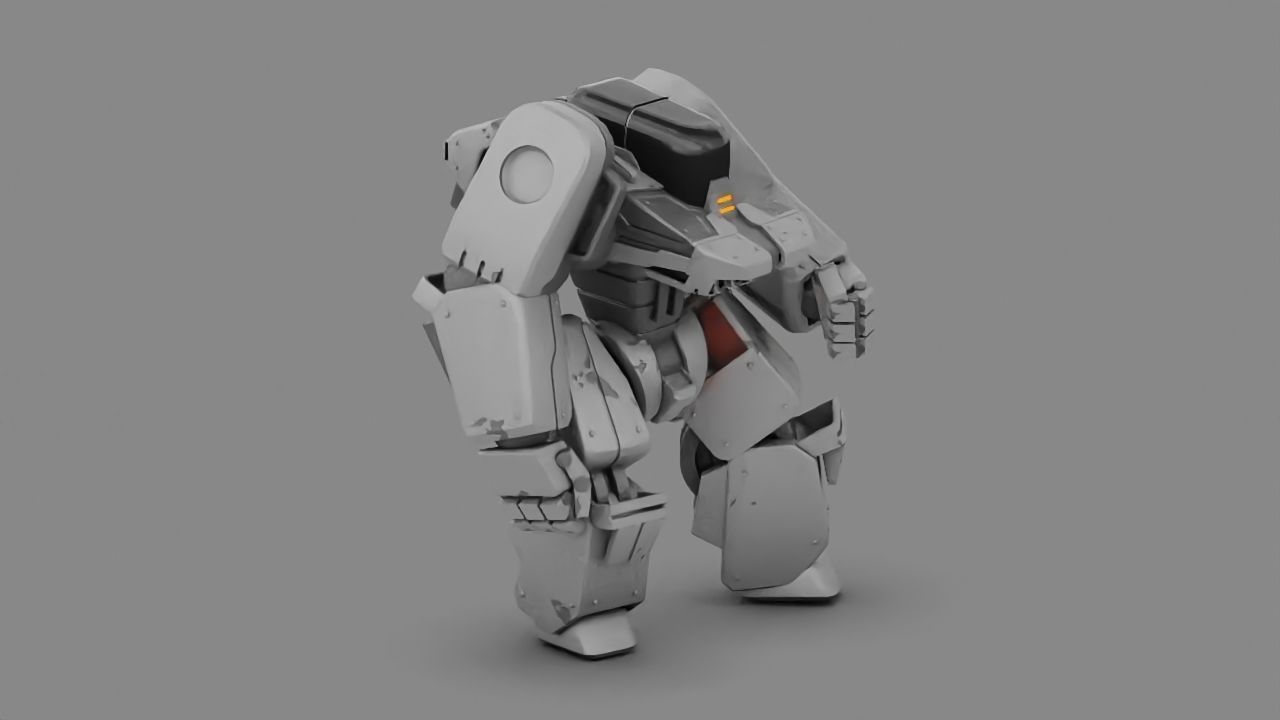 combat robot rigged character 3D model_3