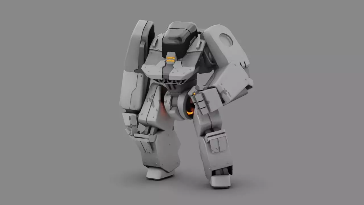combat robot rigged character 3D model_0