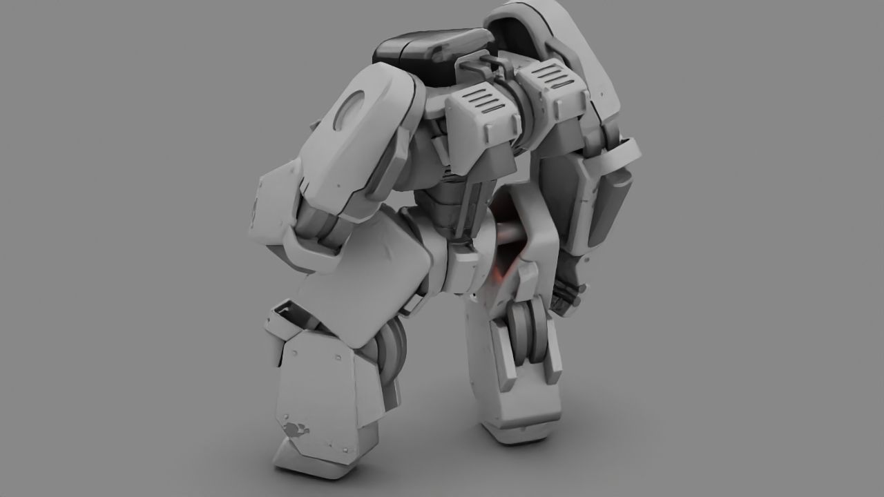 combat robot rigged character 3D model_1
