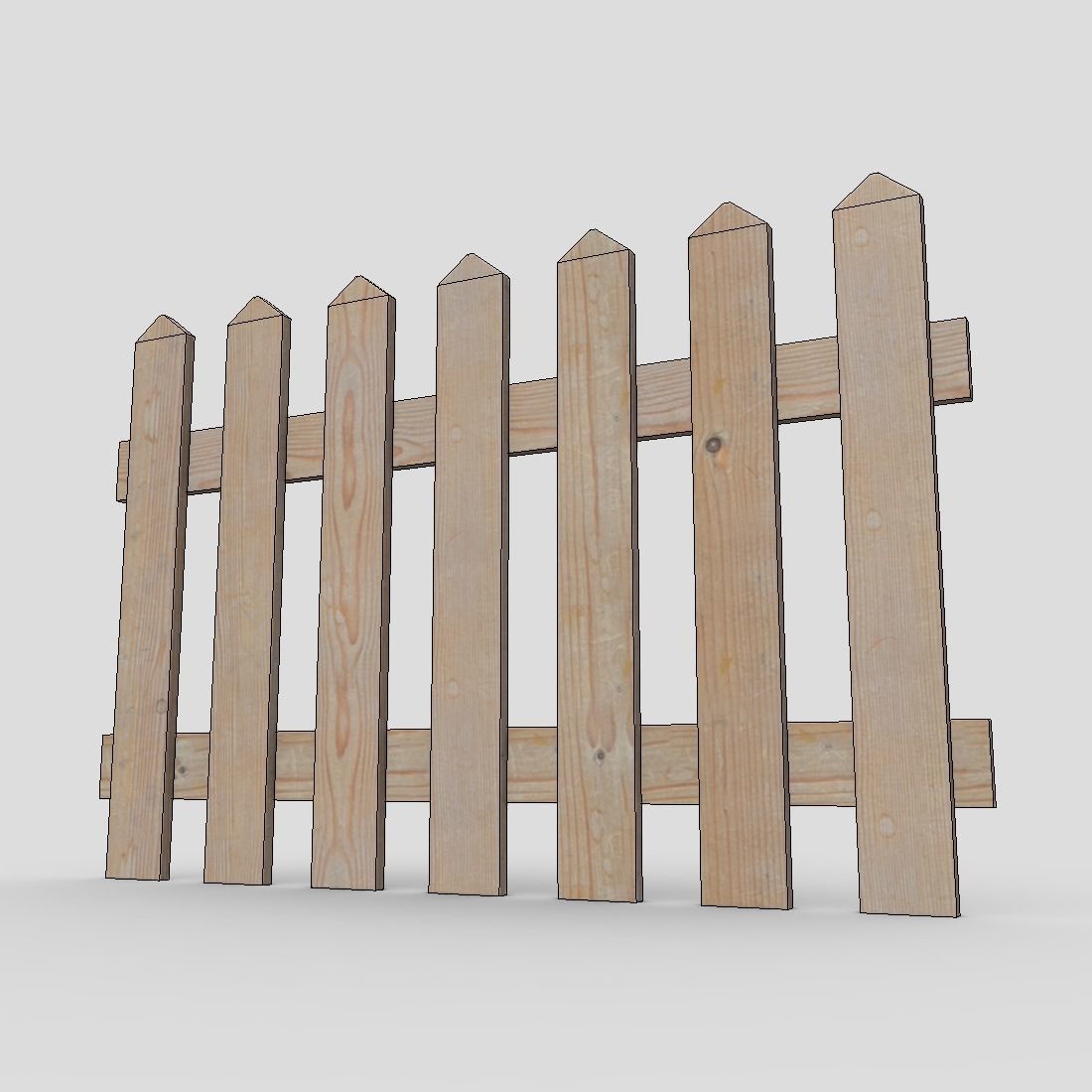 Wood Fence 2 Low-poly 3D model_12