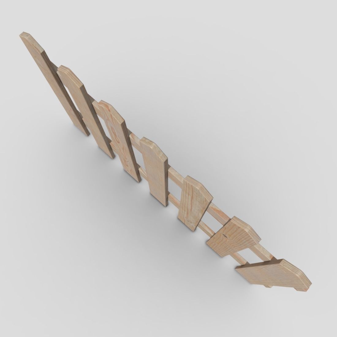 Wood Fence 2 Low-poly 3D model_7