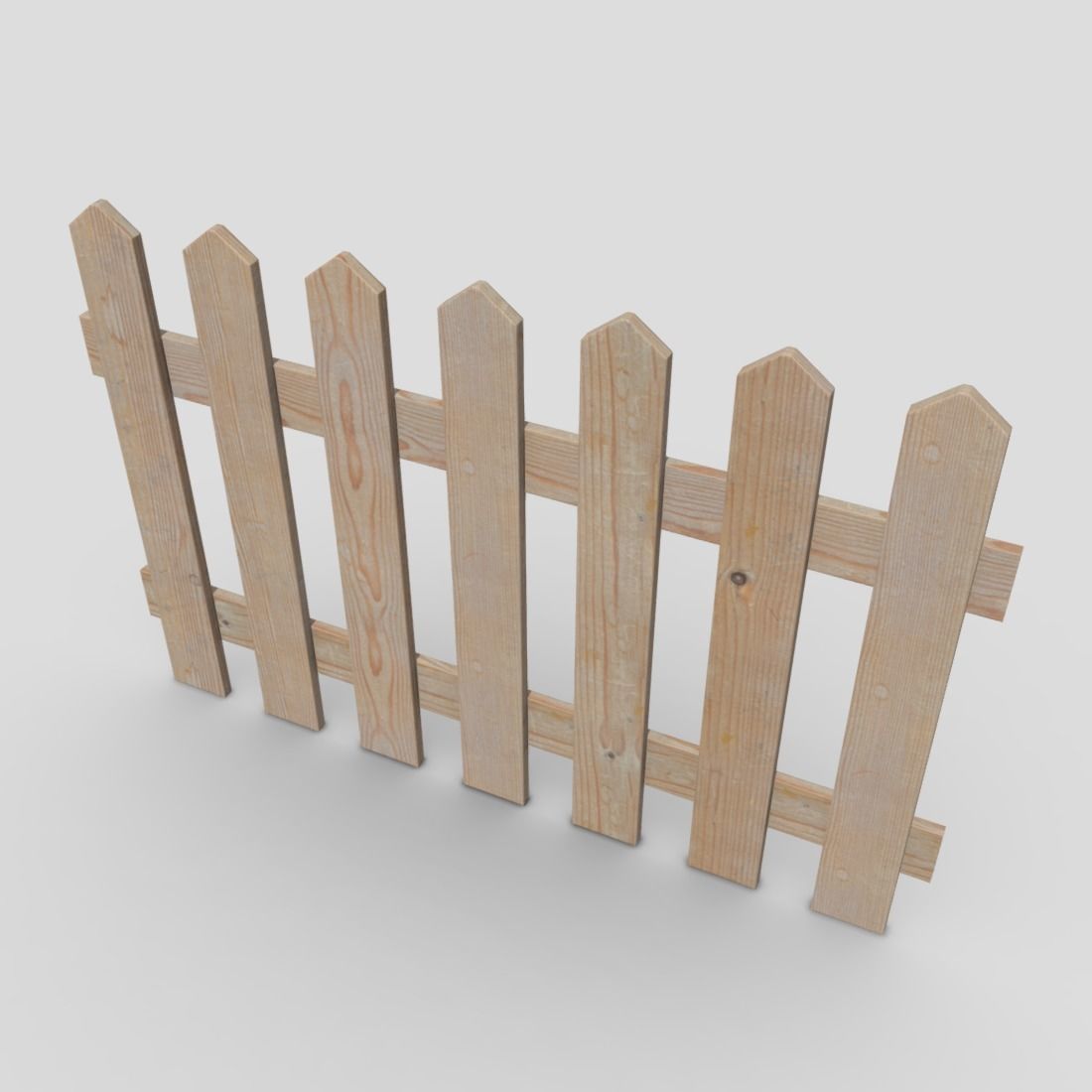 Wood Fence 2 Low-poly 3D model_5