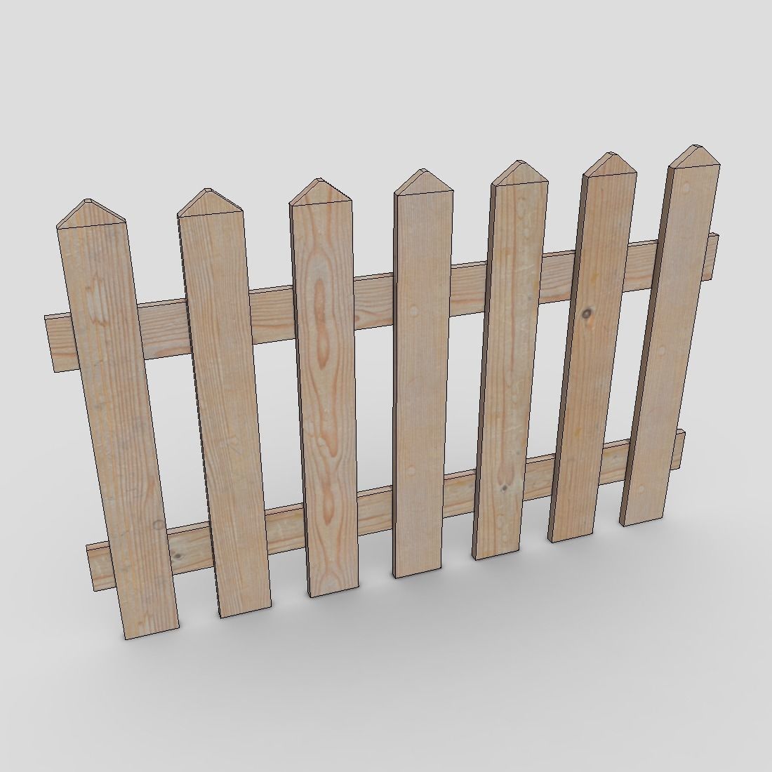 Wood Fence 2 Low-poly 3D model_2