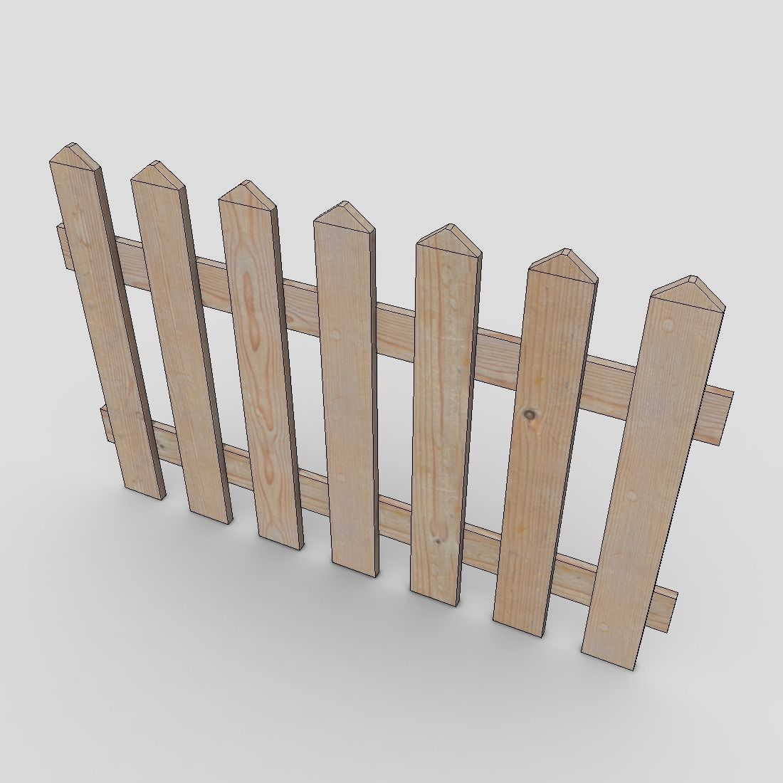 Wood Fence 2 Low-poly 3D model_6