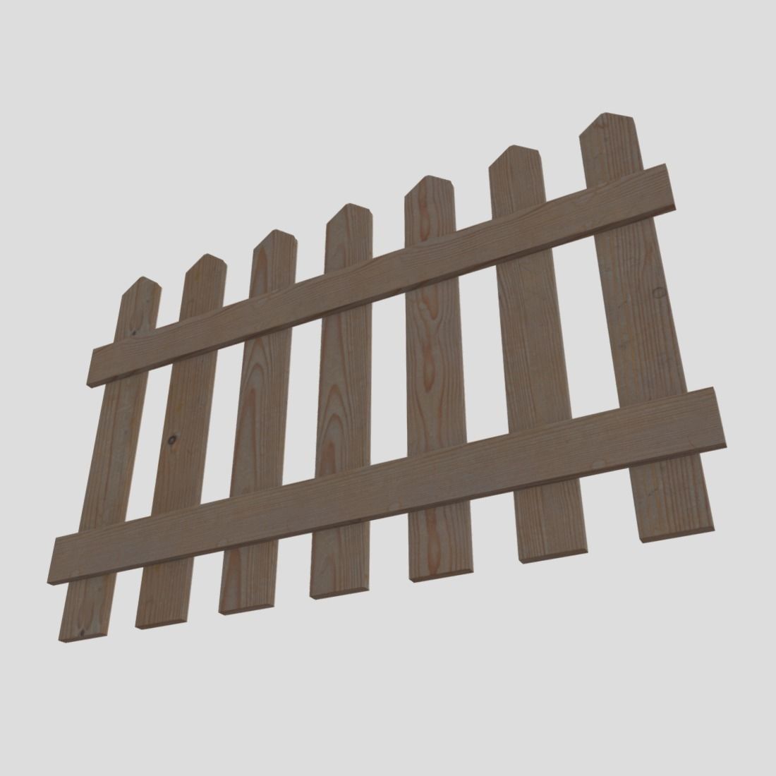 Wood Fence 2 Low-poly 3D model_9