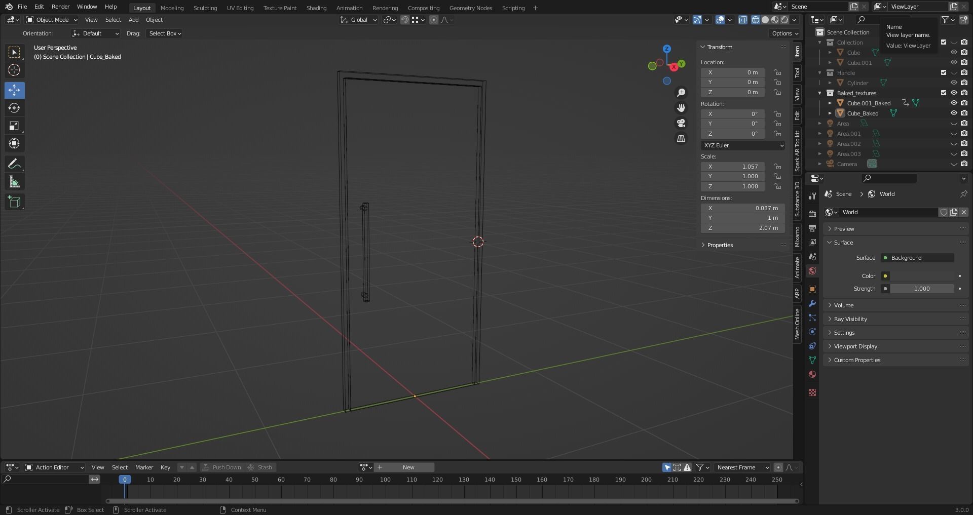 Basic wooden office door Low-poly 3D model_5