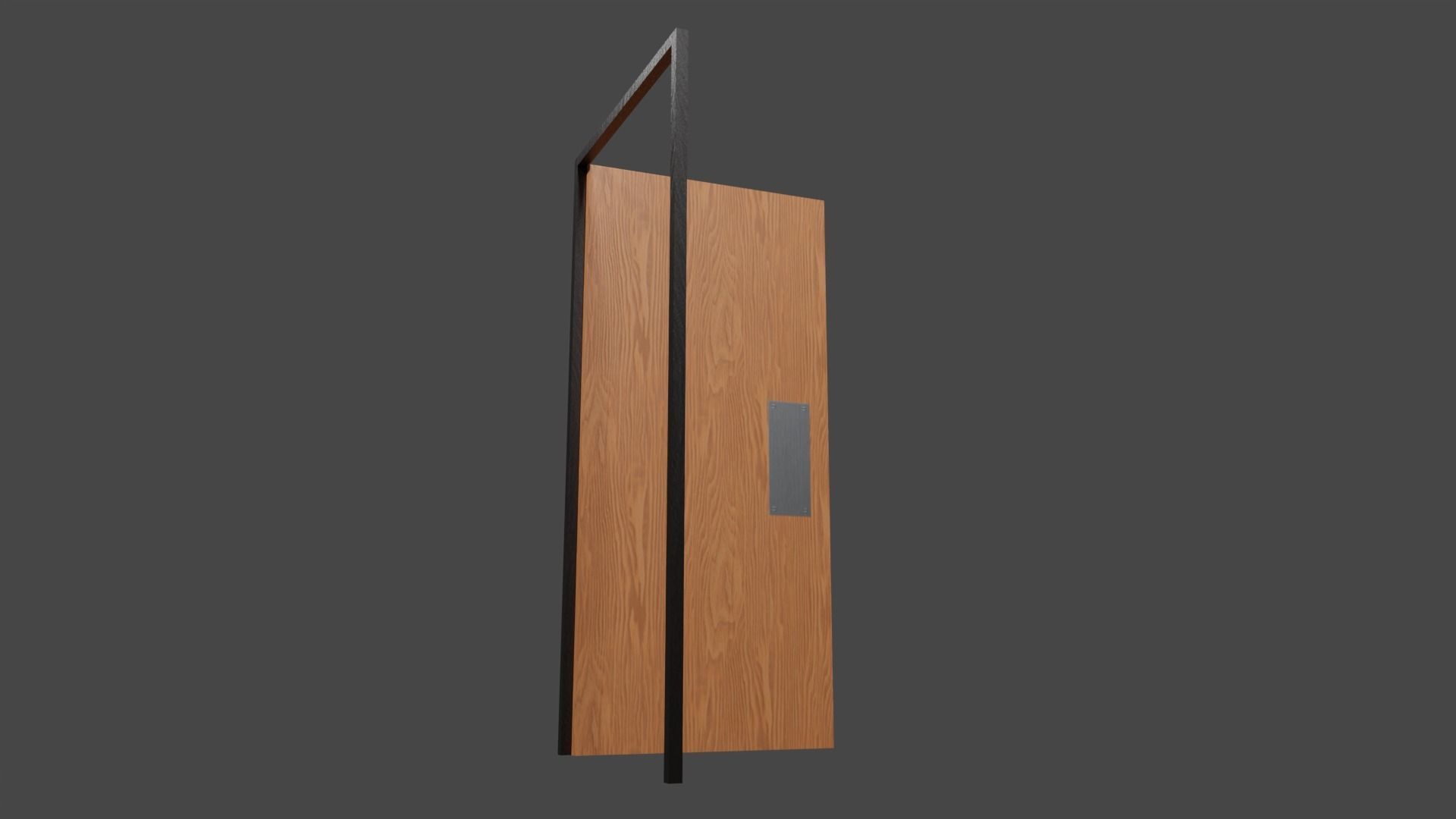 Basic wooden office door Low-poly 3D model_4