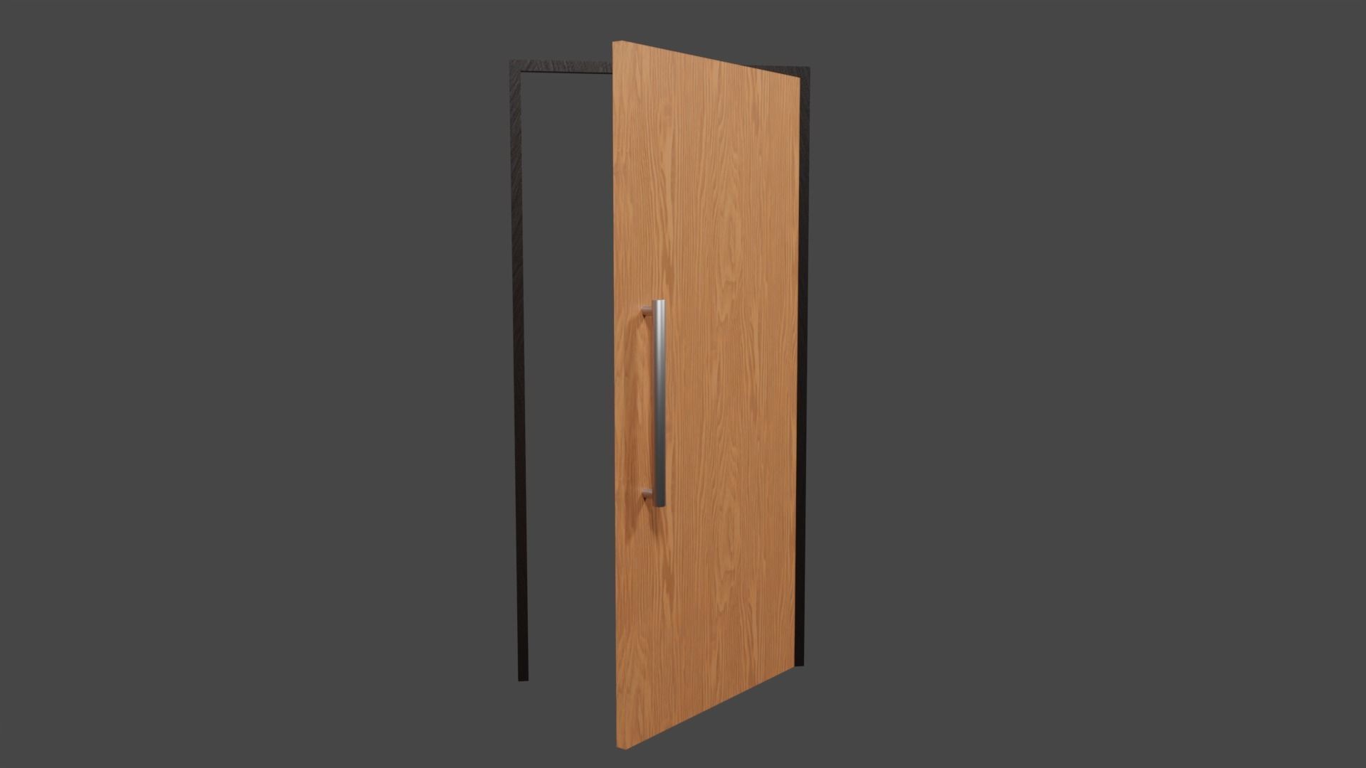 Basic wooden office door Low-poly 3D model_3