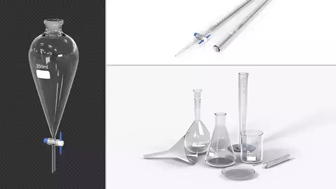 Laboratory Glassware Full Set 3D Model Collection