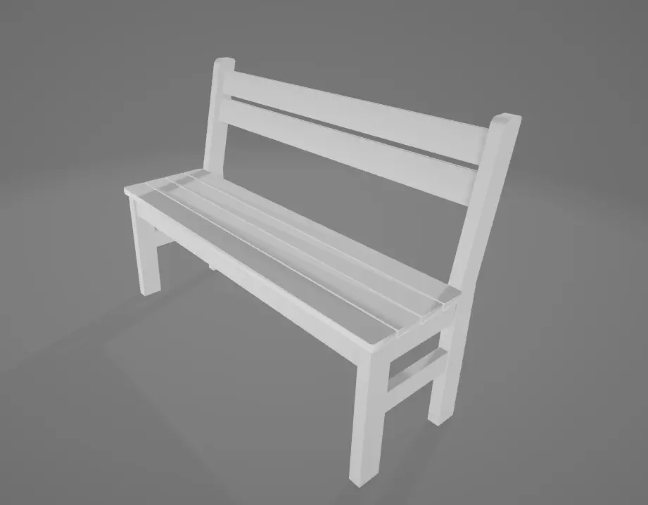 Classic Bench without textures Free low-poly 3D model_0