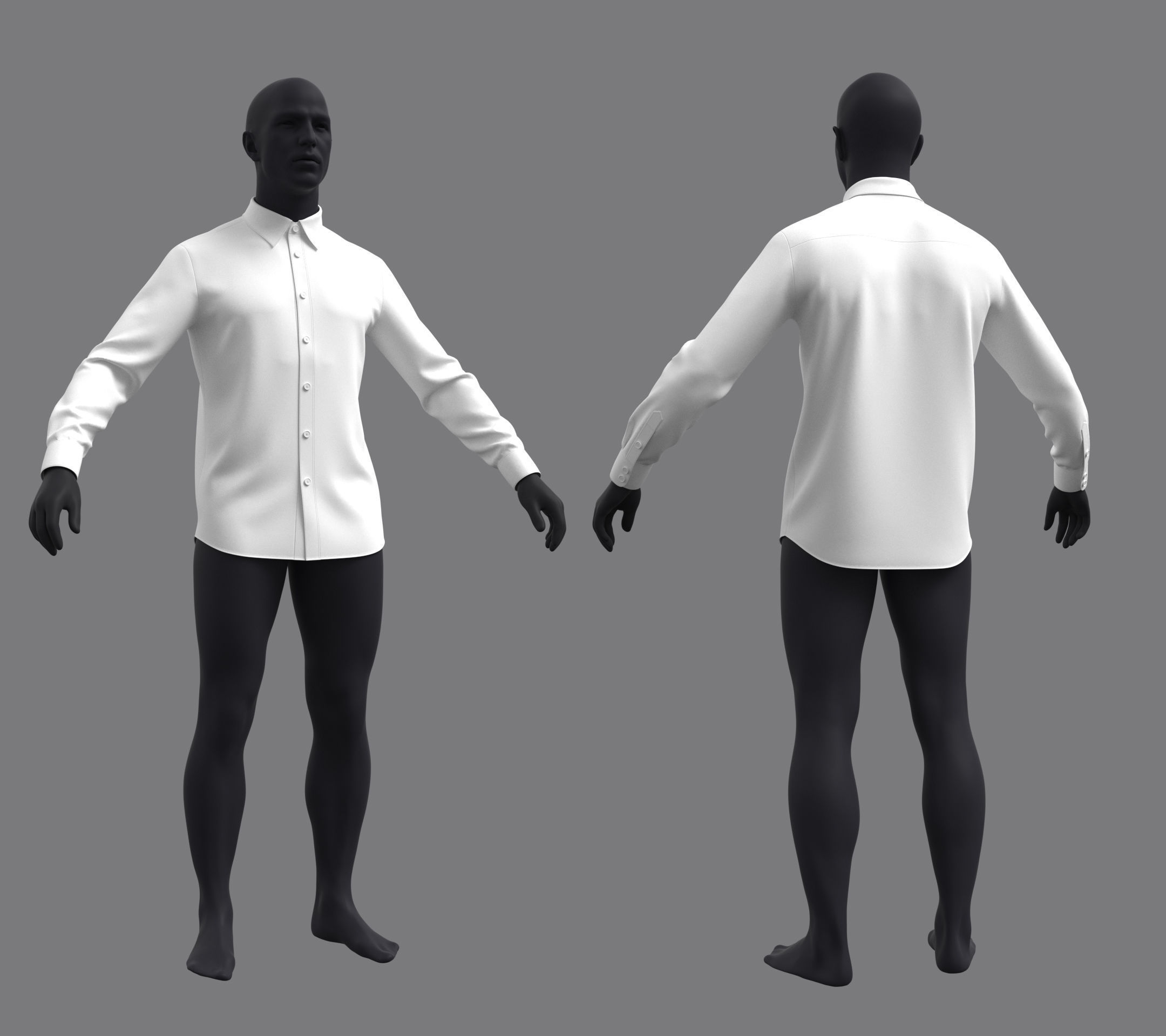 Mens Classic Shirt Basic - Marvelous Designer 3D model_1