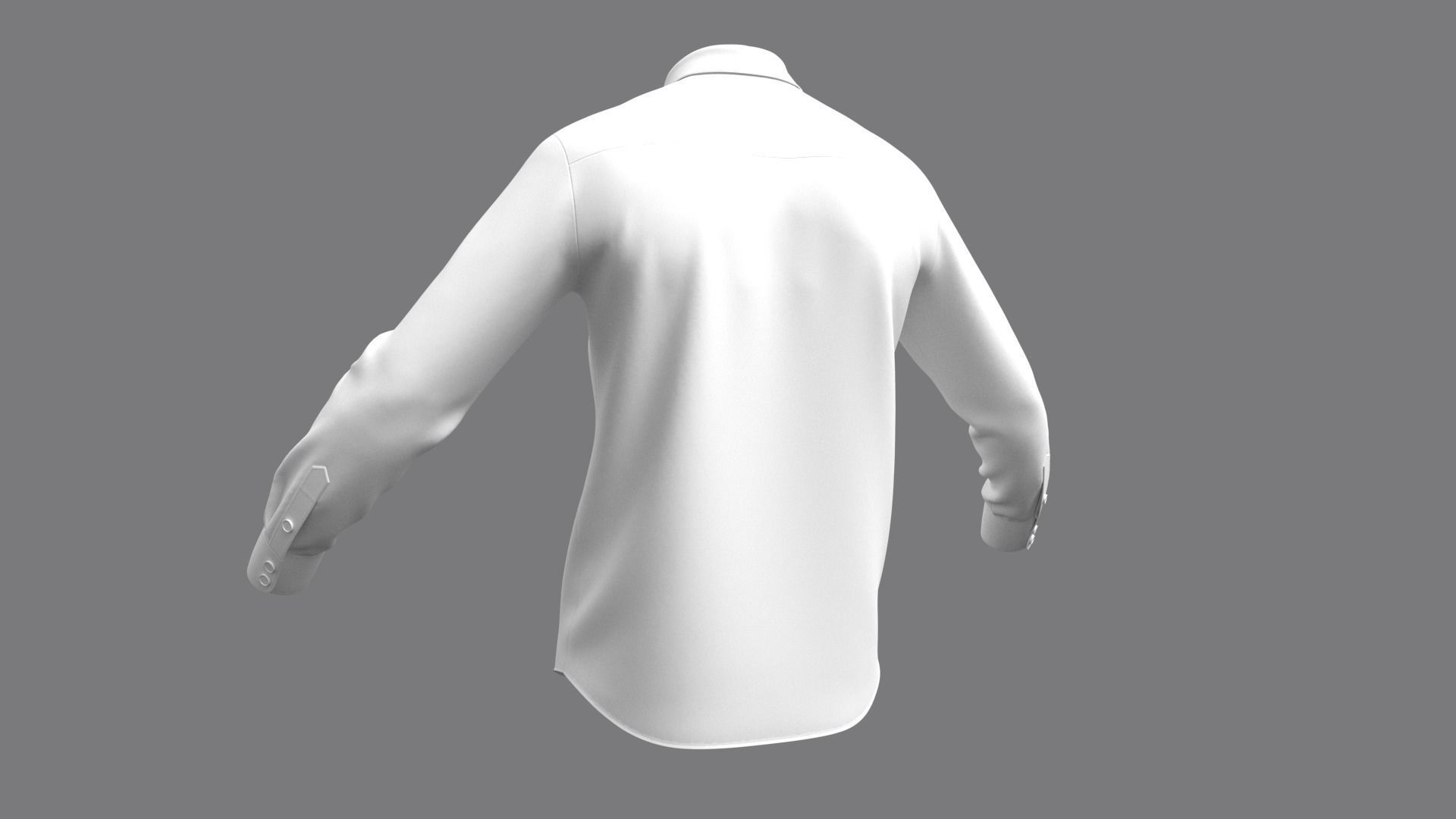 Mens Classic Shirt Basic - Marvelous Designer 3D model_10