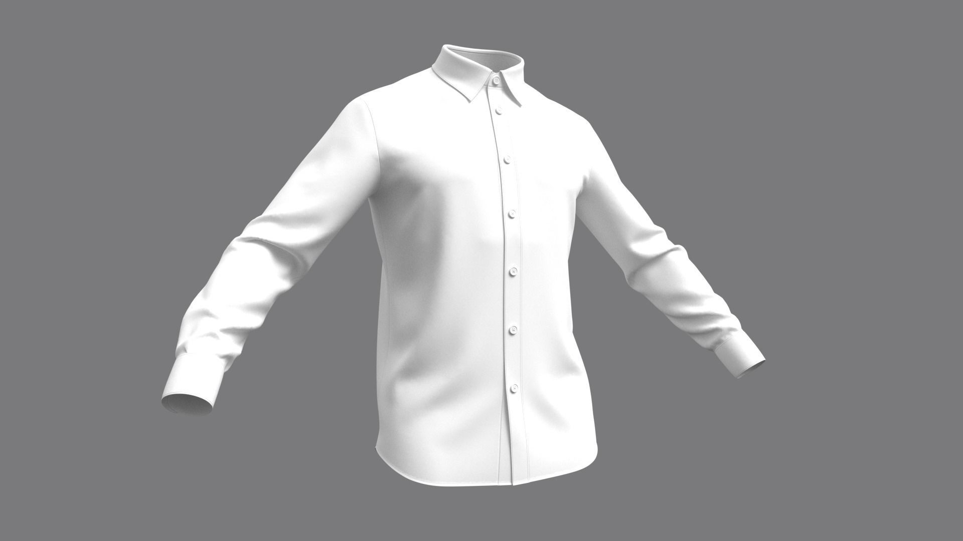Mens Classic Shirt Basic - Marvelous Designer 3D model_2