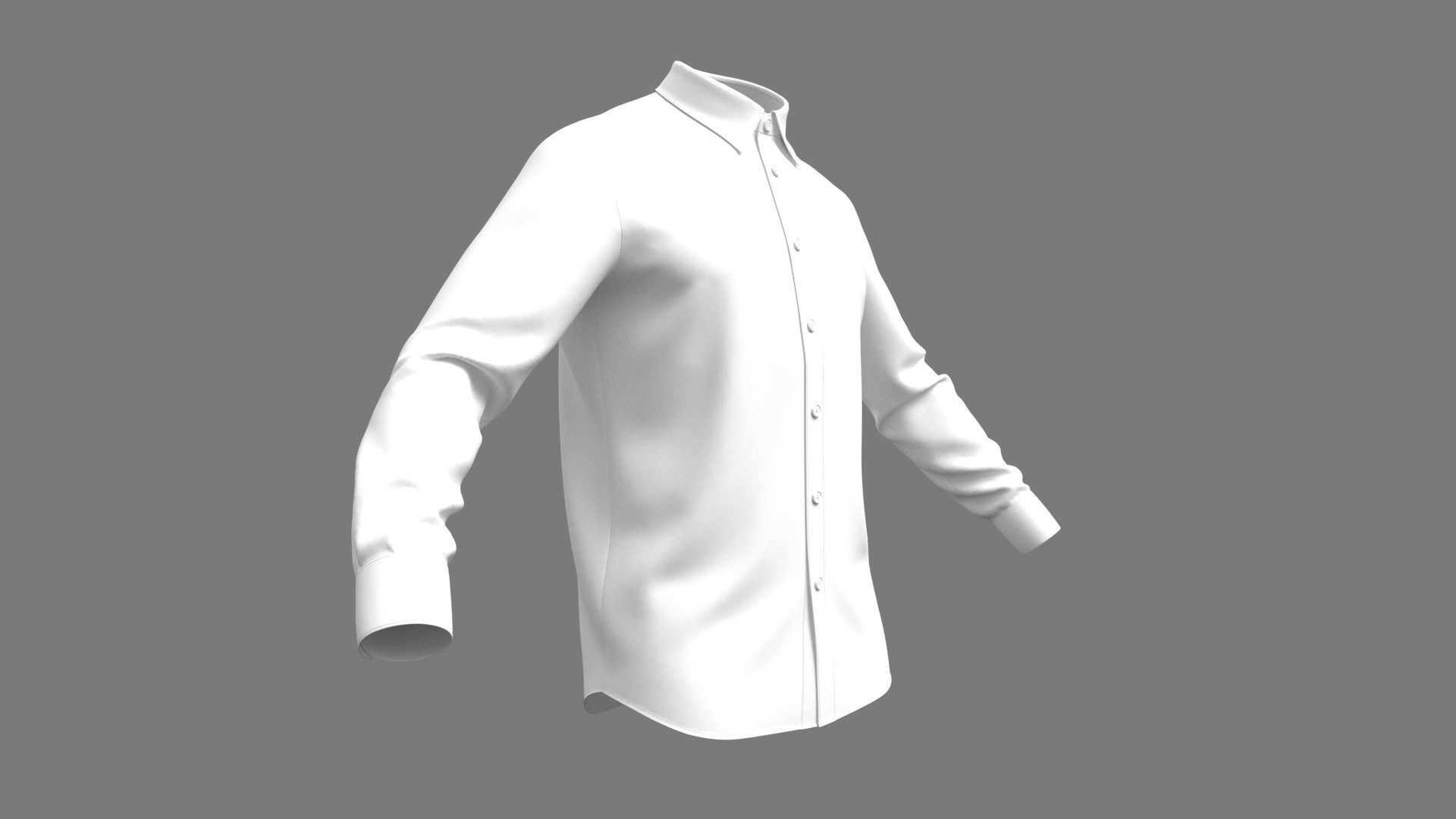 Mens Classic Shirt Basic - Marvelous Designer 3D model_3