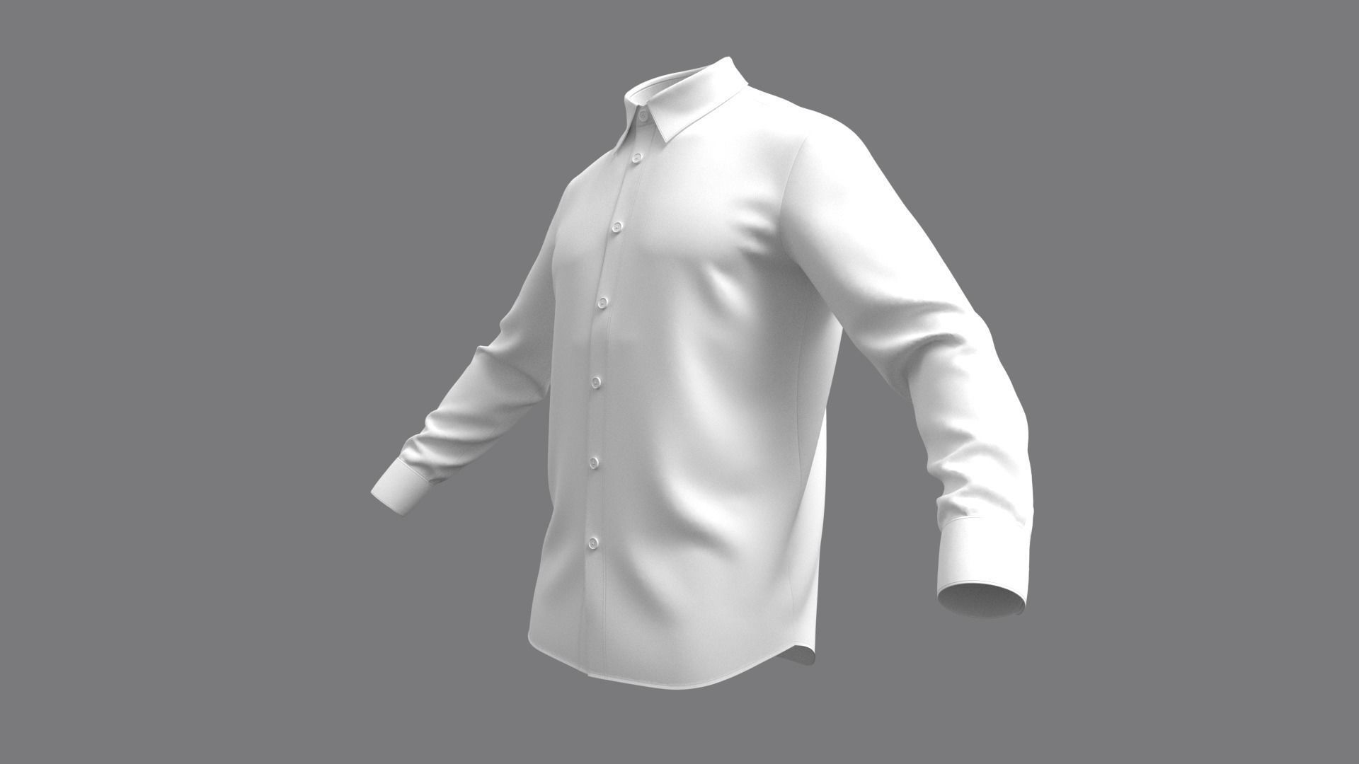 Mens Classic Shirt Basic - Marvelous Designer 3D model_15