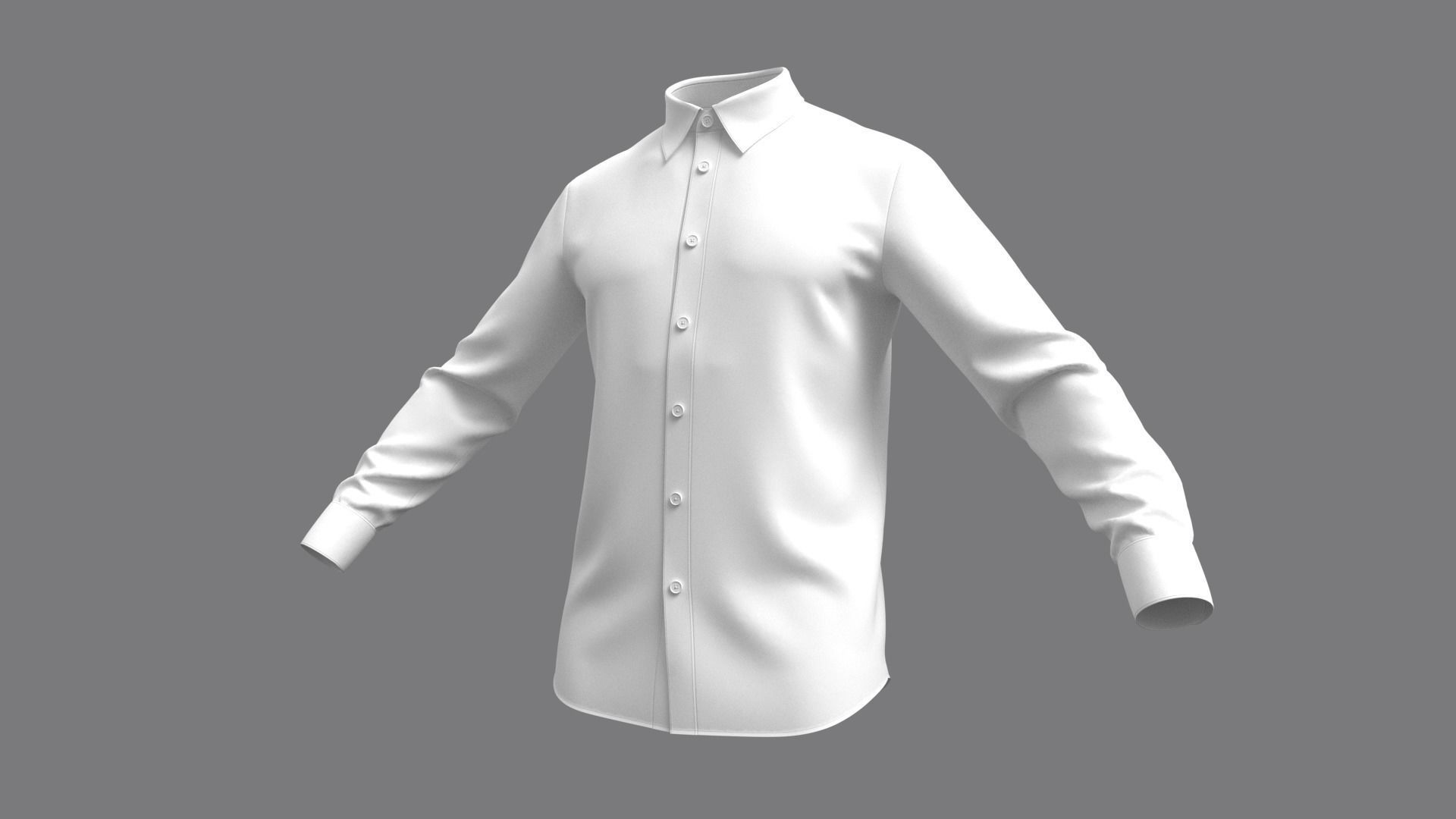 Mens Classic Shirt Basic - Marvelous Designer 3D model_16
