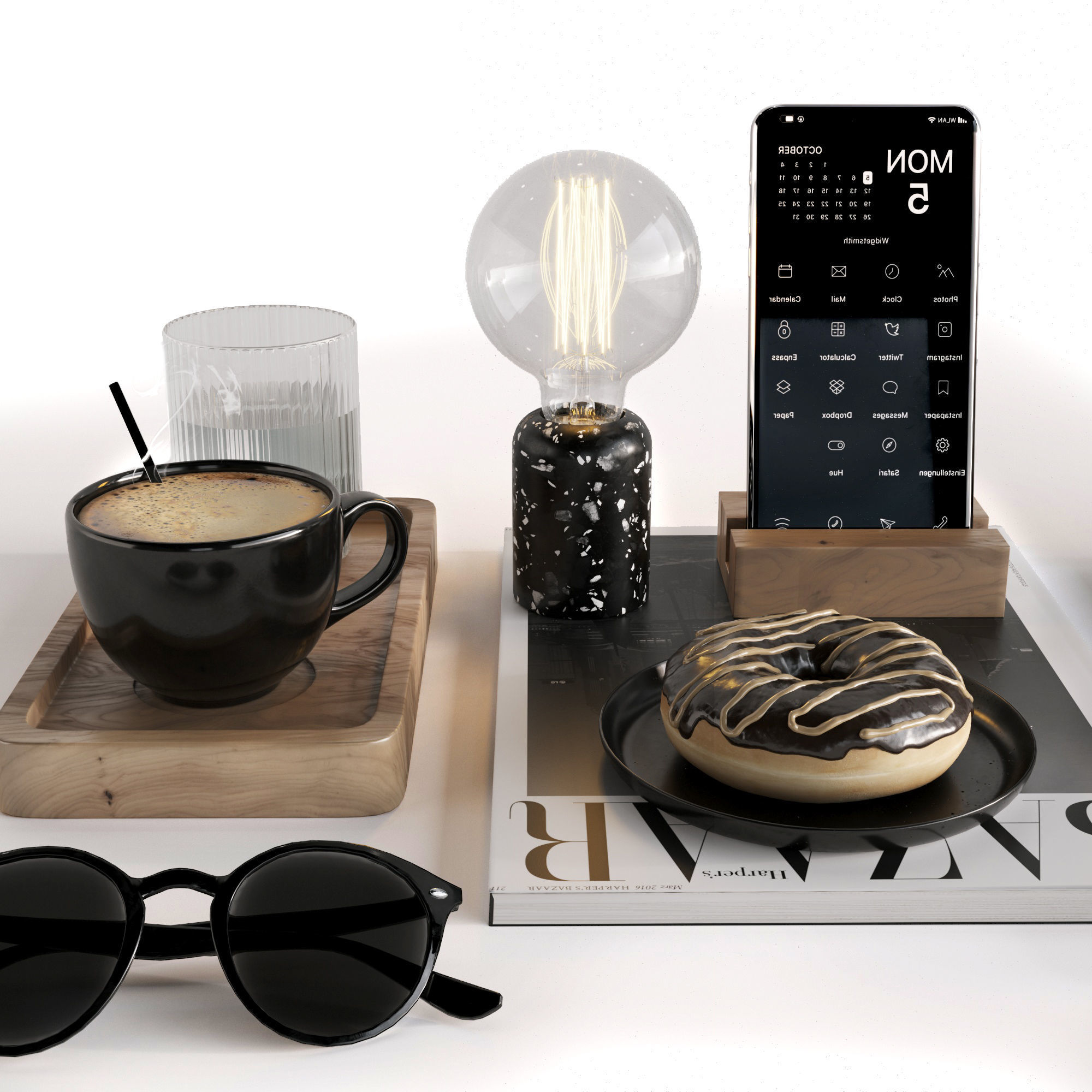 Workplace 2 camera with cactus 3D model_1