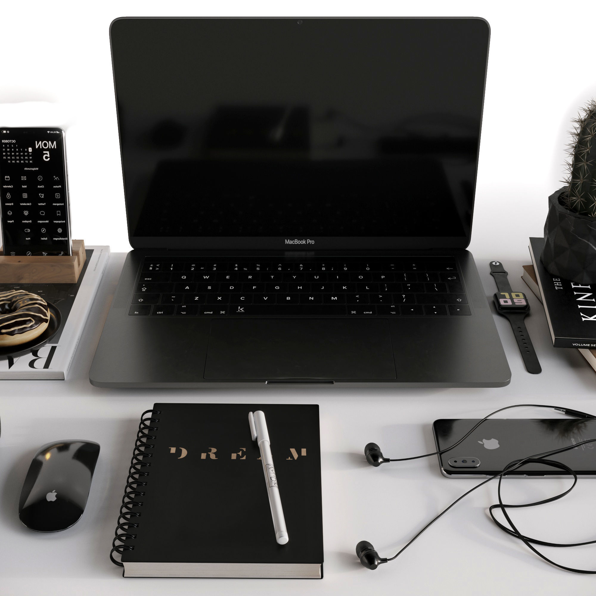 Workplace 2 camera with cactus 3D model_3