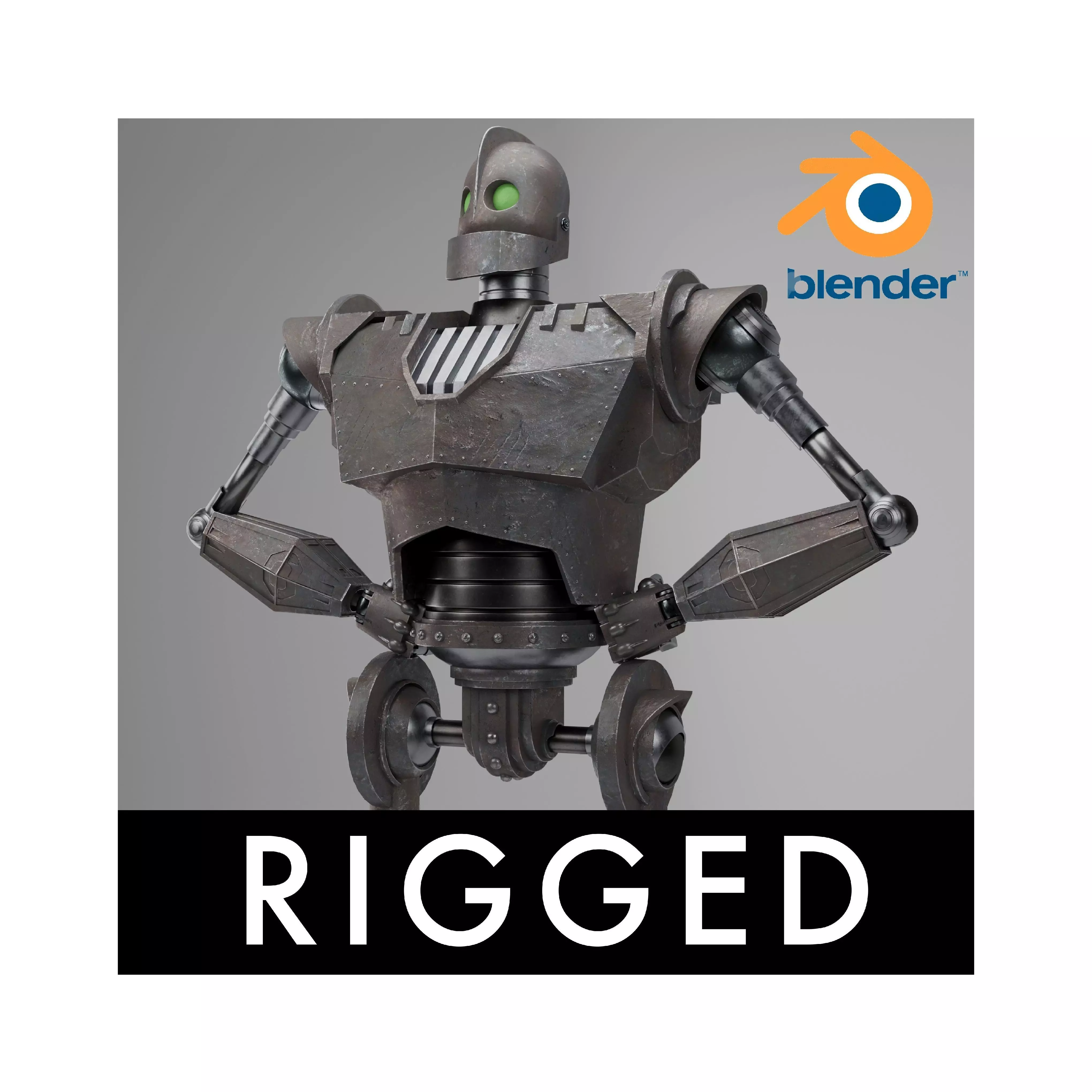 Iron Giant Rigged Low-poly 3D model_0