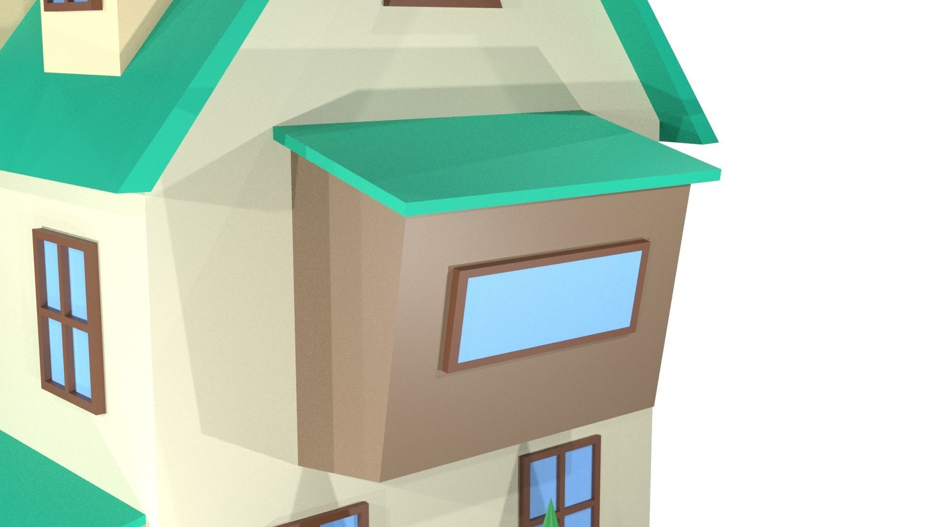 House 3D Model 2 Floors Low-poly 3D model_2
