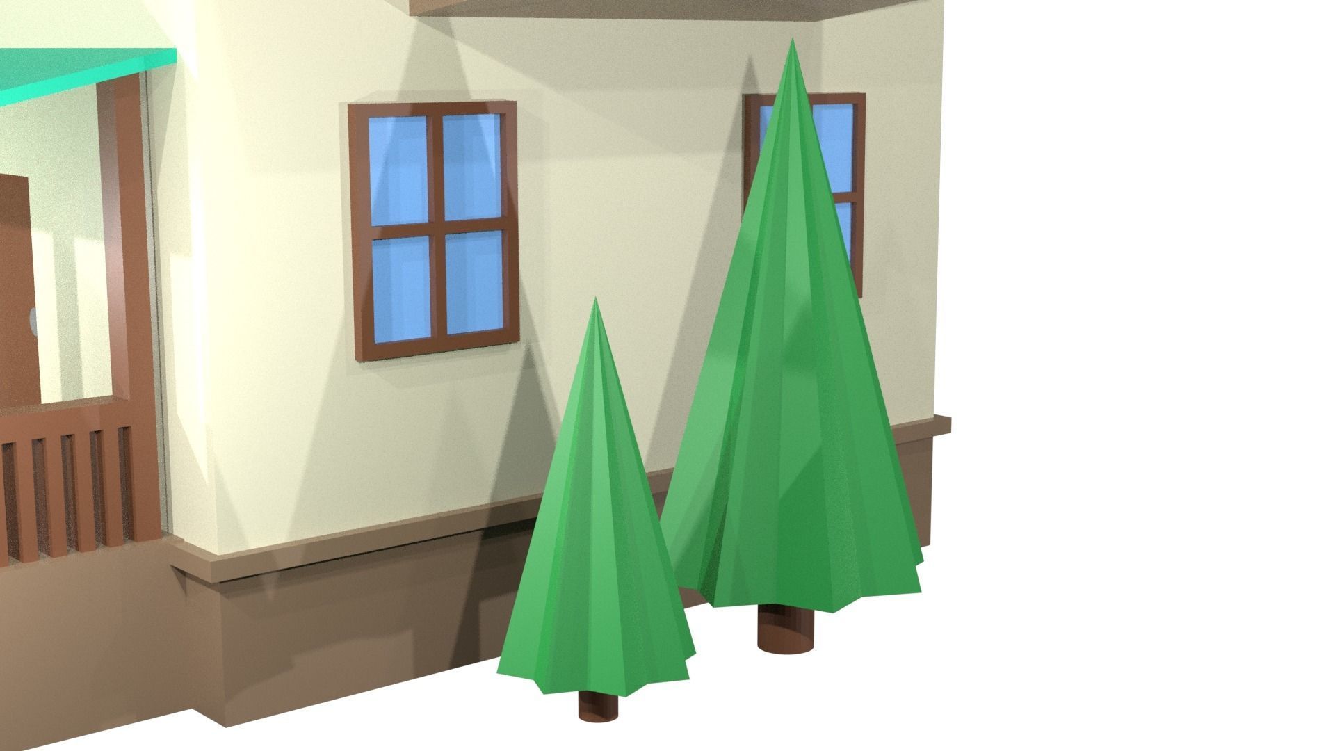 House 3D Model 2 Floors Low-poly 3D model_11