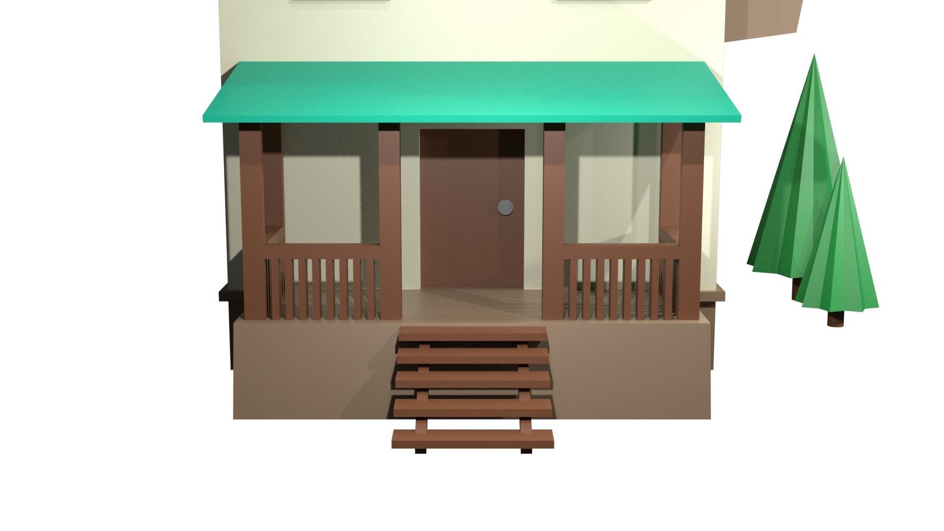 House 3D Model 2 Floors Low-poly 3D model_5