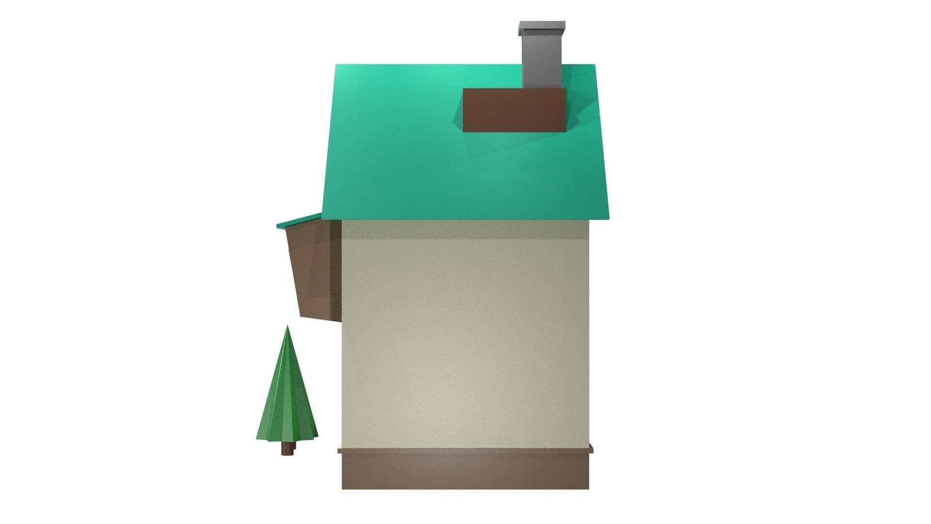 House 3D Model 2 Floors Low-poly 3D model_8