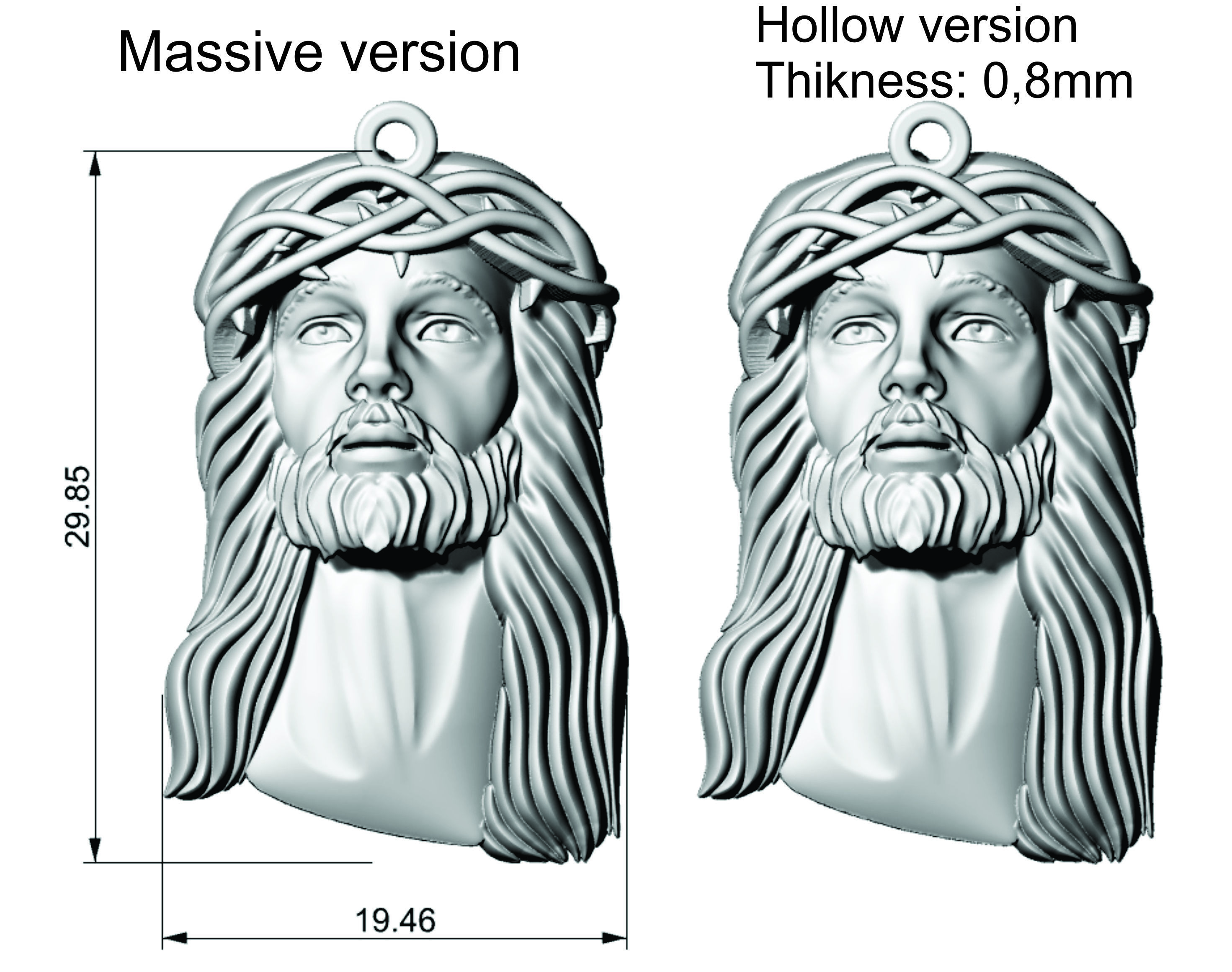 Jesus Face Crown Pendant 3D print model_10