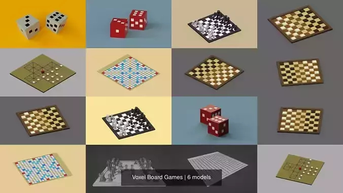 Voxel Board Games 3D Model Collection Voxel Board Games 3D Model Collection
