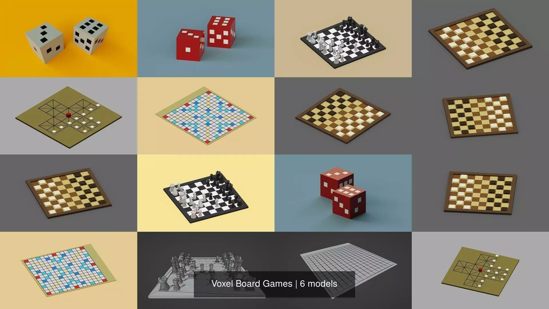 Voxel Board Games 3D Model Collection_0