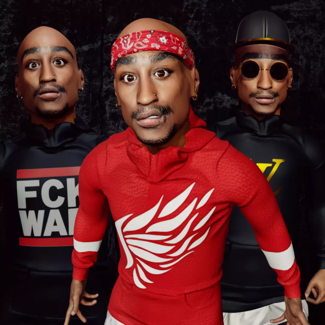 Tupac Full Rig Free low-poly 3D model