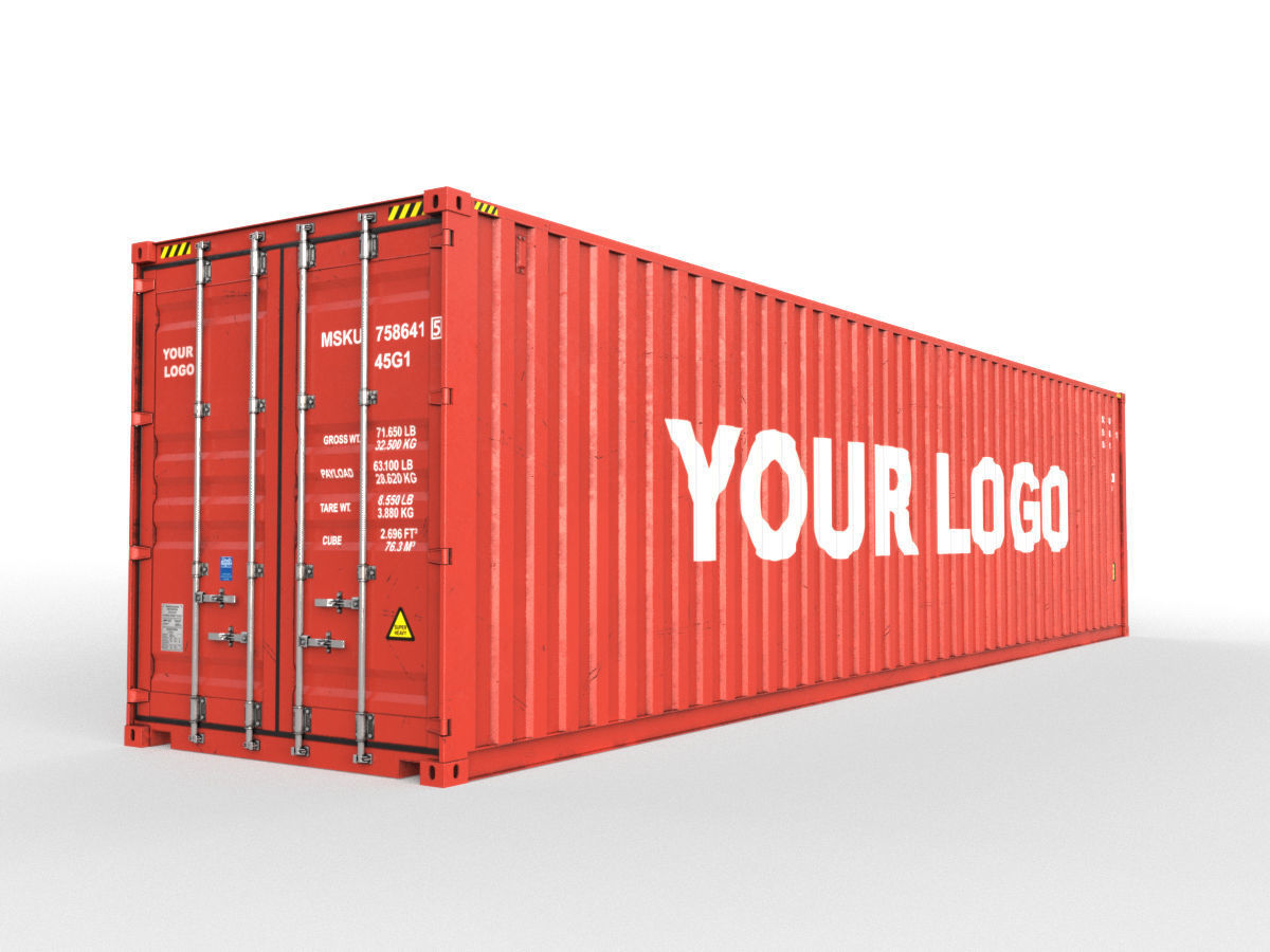 Generic container 40ft high Cube- PSD edit 3D model_1
